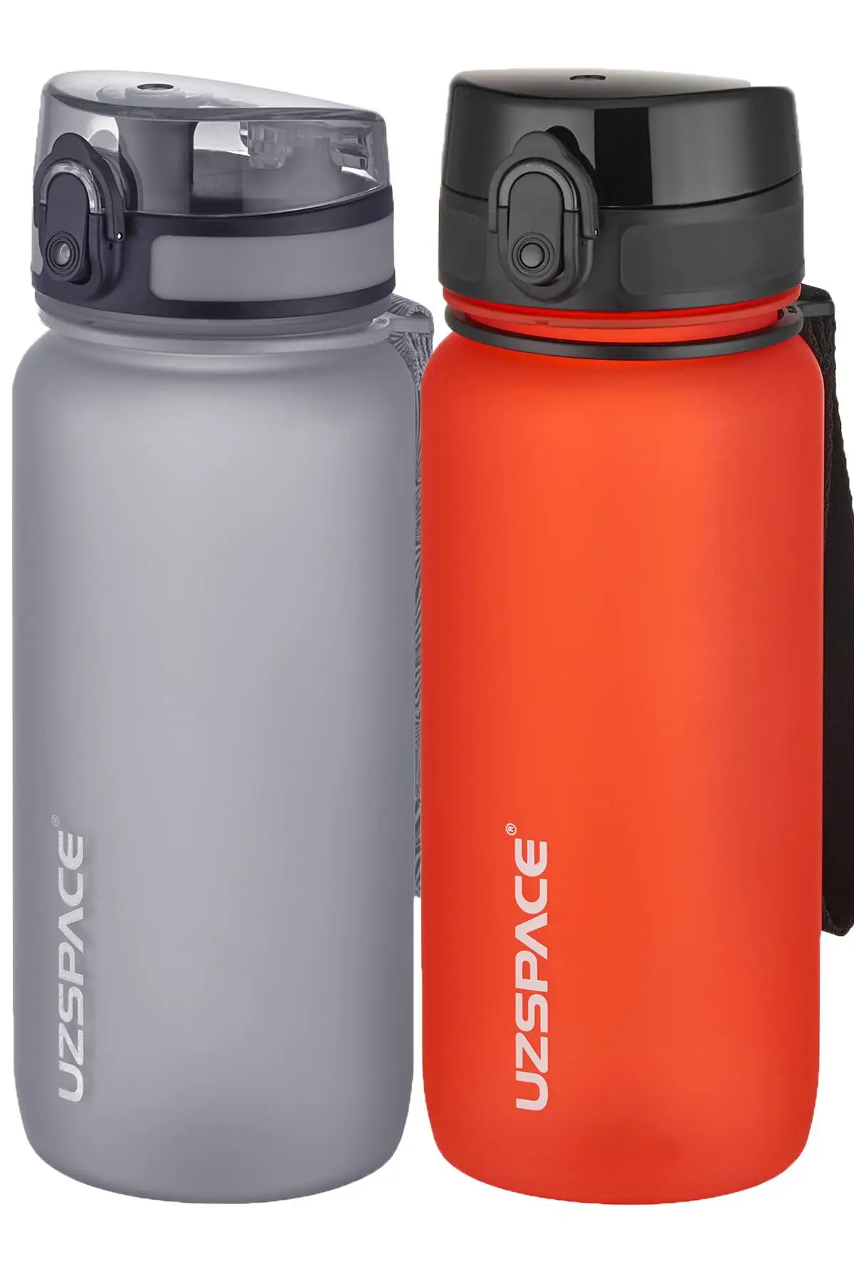 Uzspace 2'li Tritan Matara Seti 650 ml 14 Farklı Renk Seçeneği FiftyFifty - Gri-FantasyRed