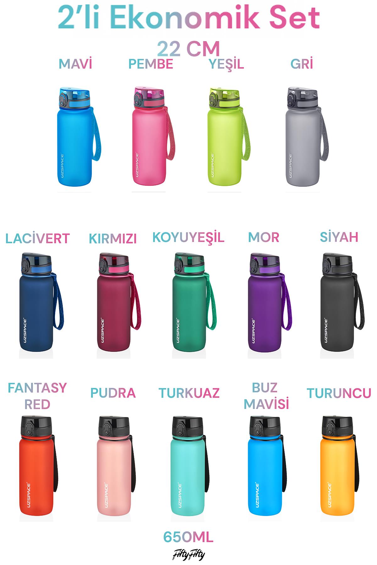 Uzspace 2`li Tritan Matara Seti 650 ml 14 Farklı Renk Seçeneği FiftyFifty