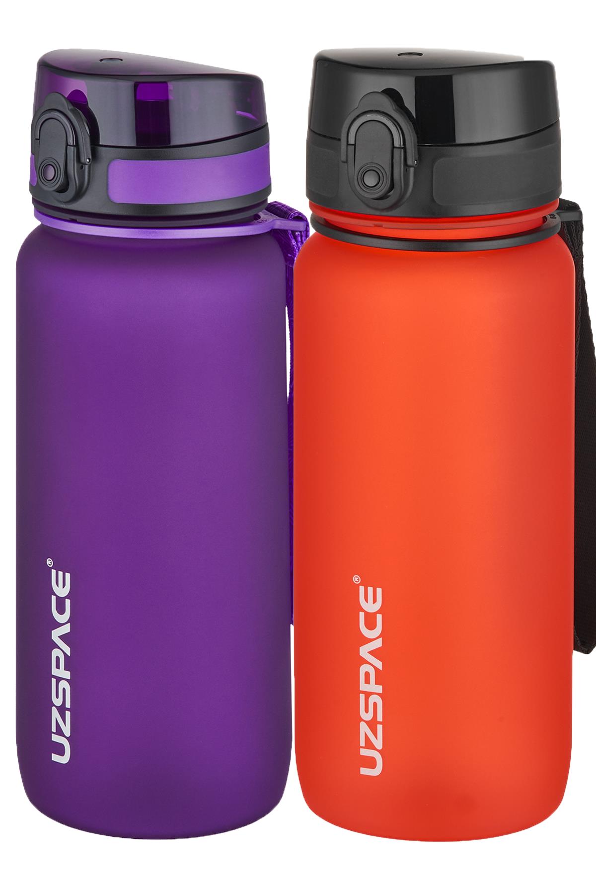 Uzspace 2'li Tritan Matara Seti 650 ml 14 Farklı Renk Seçeneği FiftyFifty - Mor-FantasyRed