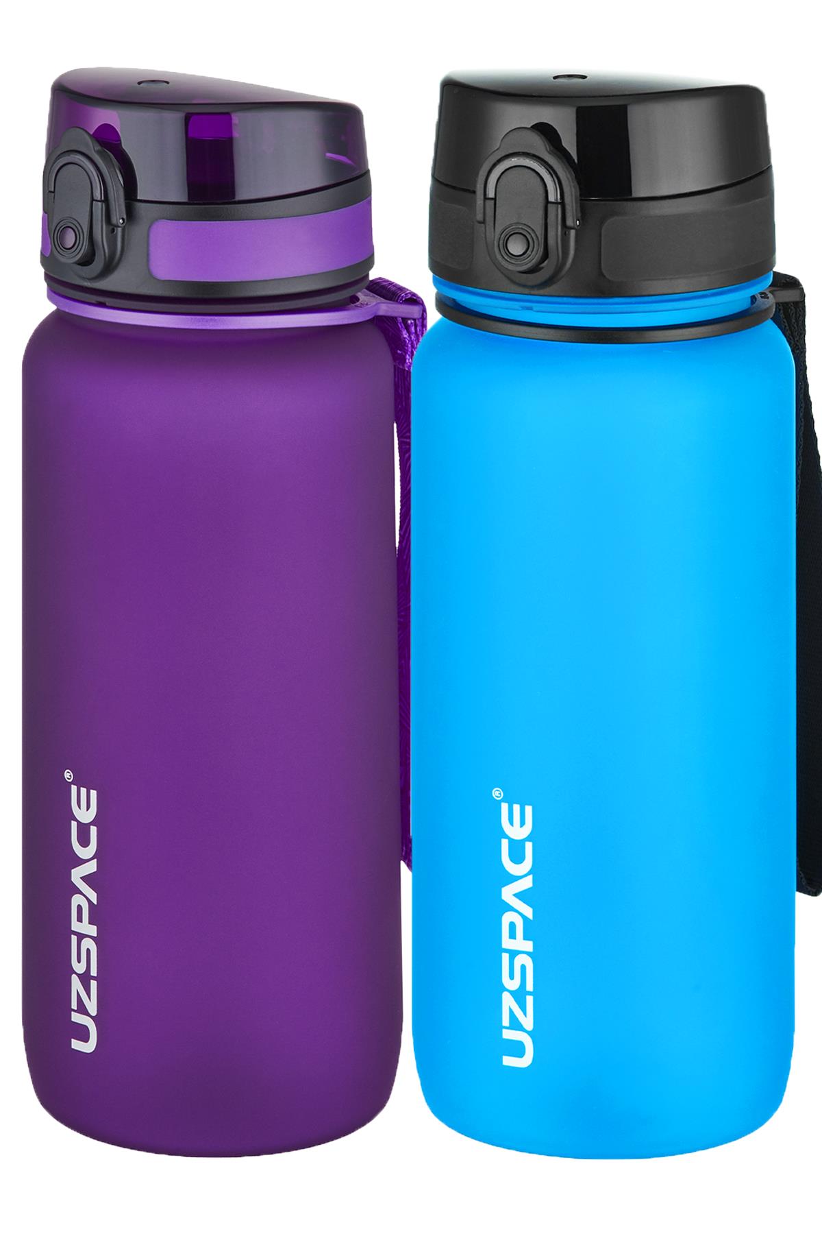Uzspace 2'li Tritan Matara Seti 650 ml 14 Farklı Renk Seçeneği FiftyFifty - Mor-Turkuaz