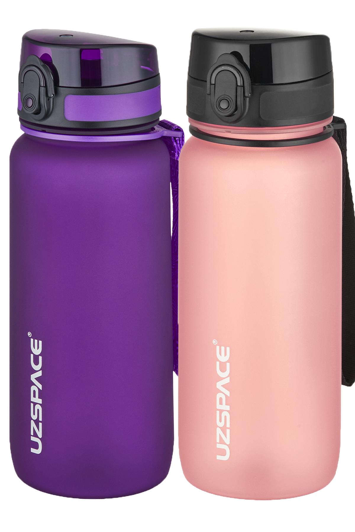 Uzspace 2'li Tritan Matara Seti 650 ml 14 Farklı Renk Seçeneği FiftyFifty - Mor-Pudra