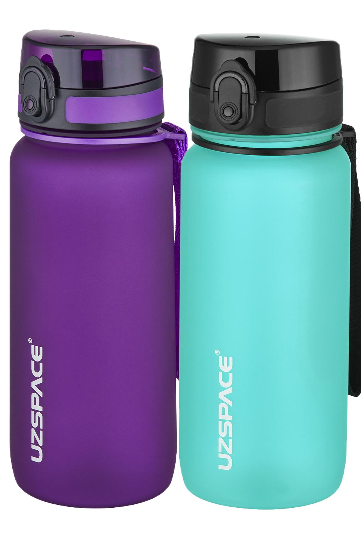 Uzspace 2'li Tritan Matara Seti 650 ml 14 Farklı Renk Seçeneği FiftyFifty - Mor-BuzMavisi