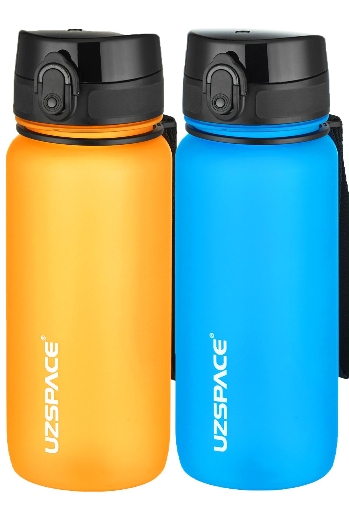 Uzspace 2'li Tritan Matara Seti 650 ml 14 Farklı Renk Seçeneği FiftyFifty - Turuncu-Turkuaz