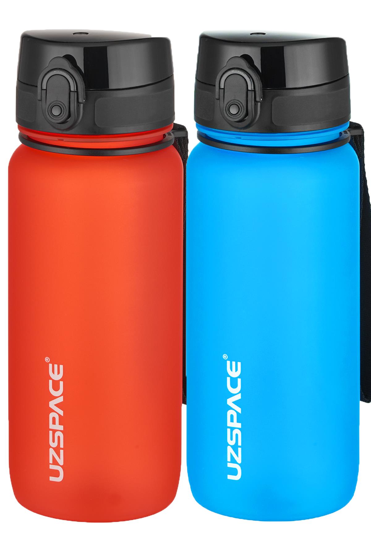 Uzspace 2'li Tritan Matara Seti 650 ml 14 Farklı Renk Seçeneği FiftyFifty - FantasyRed-Turkuaz