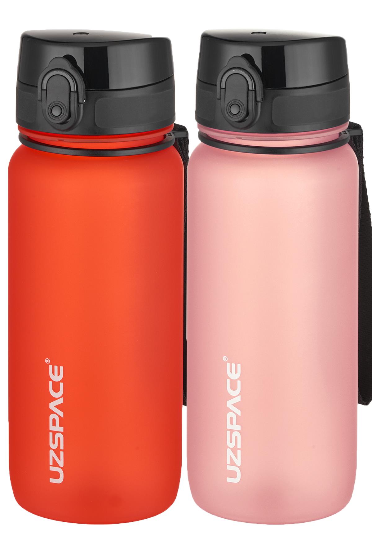 Uzspace 2'li Tritan Matara Seti 650 ml 14 Farklı Renk Seçeneği FiftyFifty - FantasyRed-Pudra