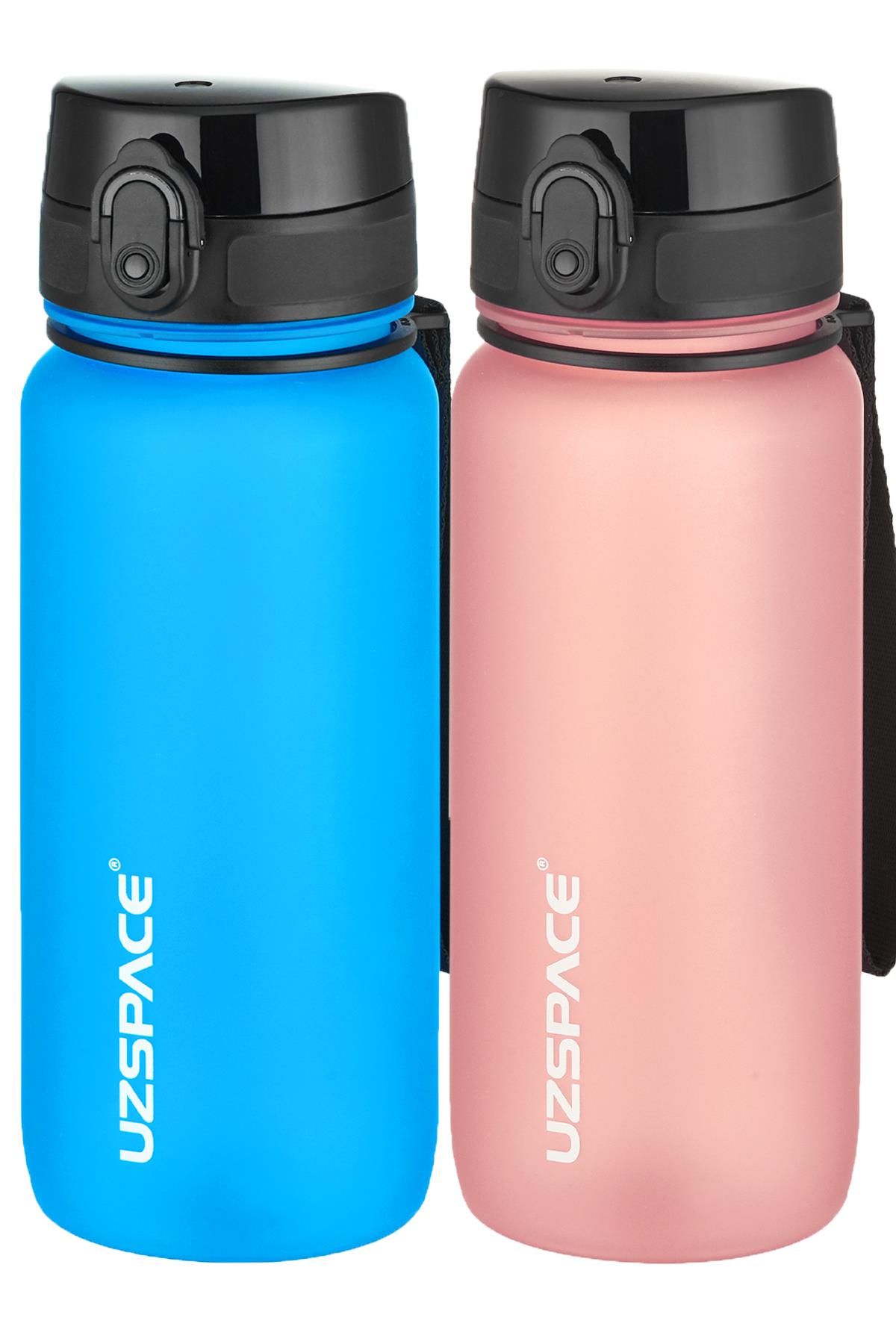 Uzspace 2'li Tritan Matara Seti 650 ml 14 Farklı Renk Seçeneği FiftyFifty - Turkuaz-Pudra