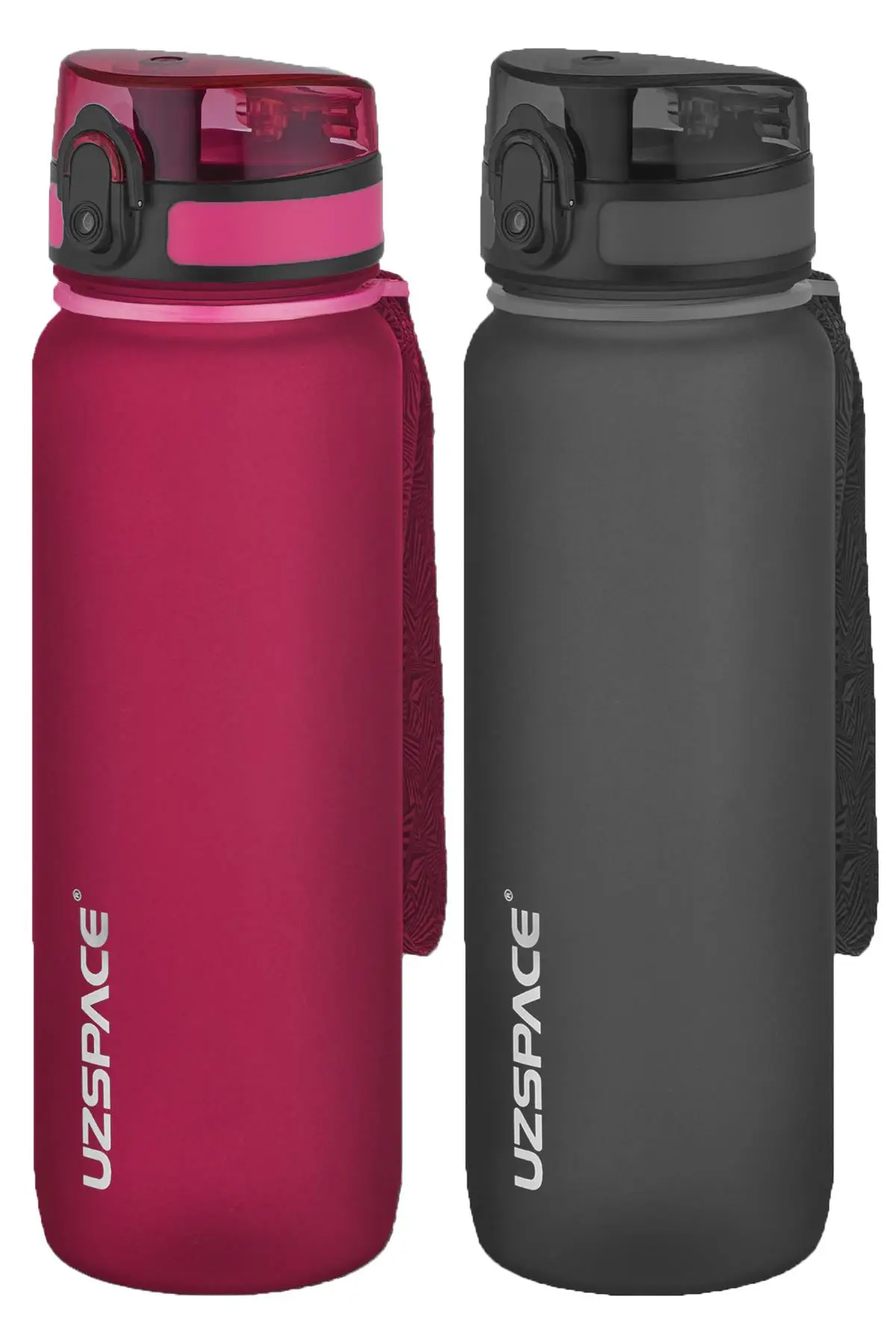 Uzspace 2'li Tritan Matara Seti 800 ml 14 Farklı Renk Seçeneği FiftyFifty - Kırmızı-Siyah
