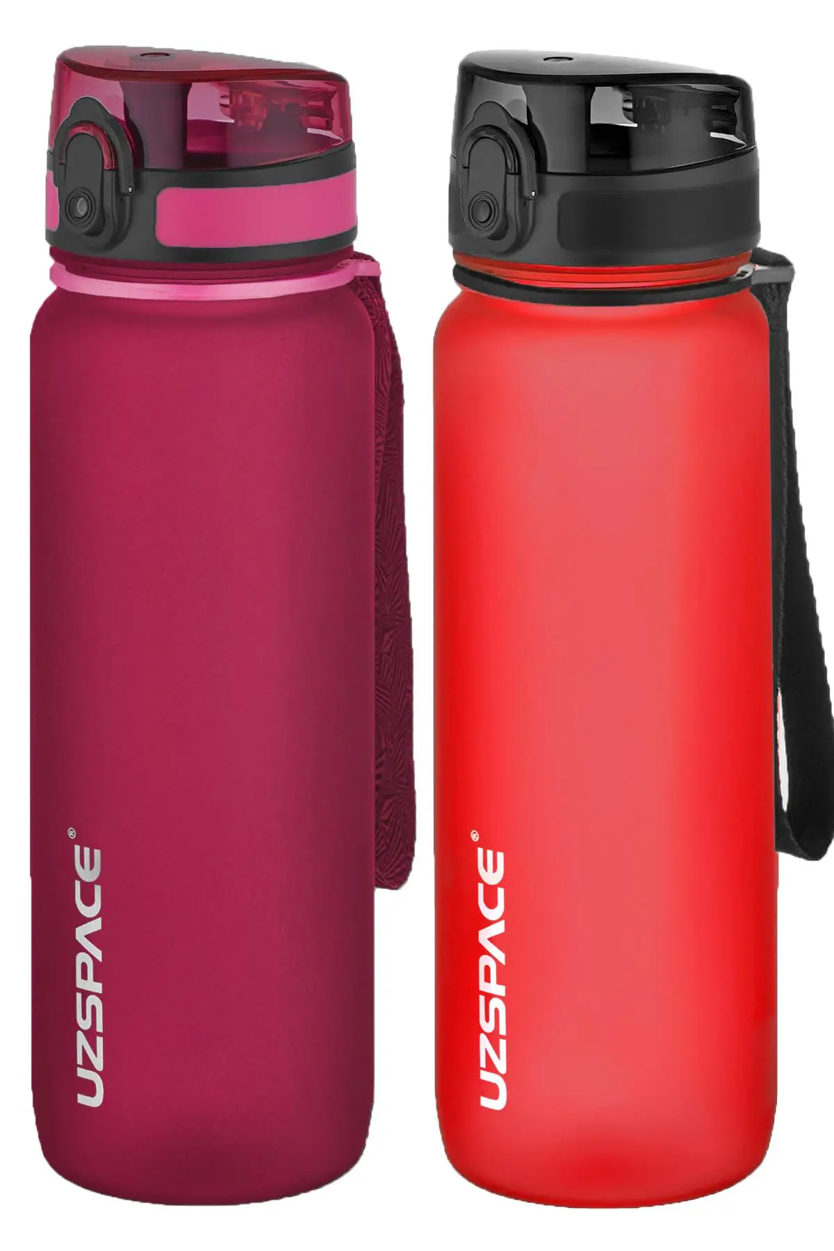 Uzspace 2'li Tritan Matara Seti 800 ml 14 Farklı Renk Seçeneği FiftyFifty - Kırmızı-FantasyRed