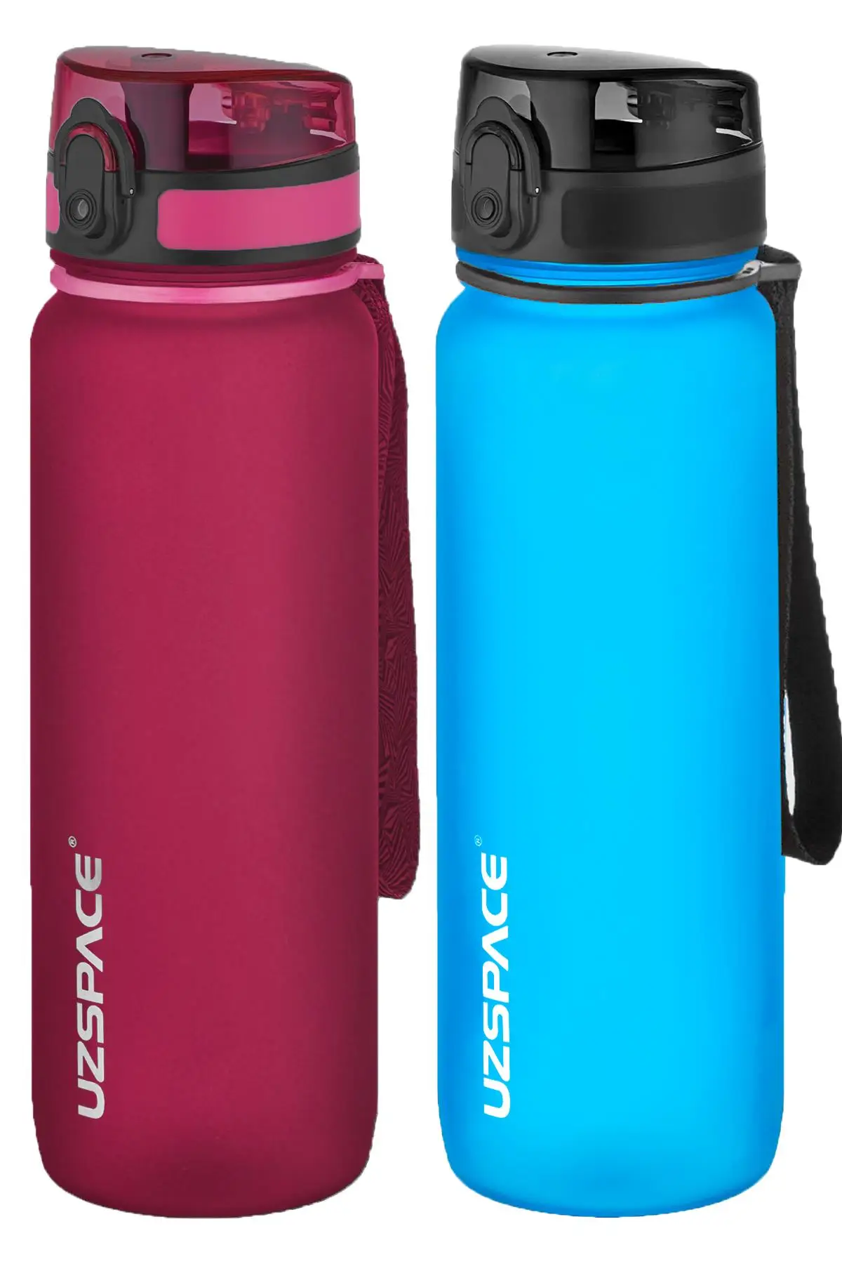 Uzspace 2'li Tritan Matara Seti 800 ml 14 Farklı Renk Seçeneği FiftyFifty - Kırmızı-Turkuaz