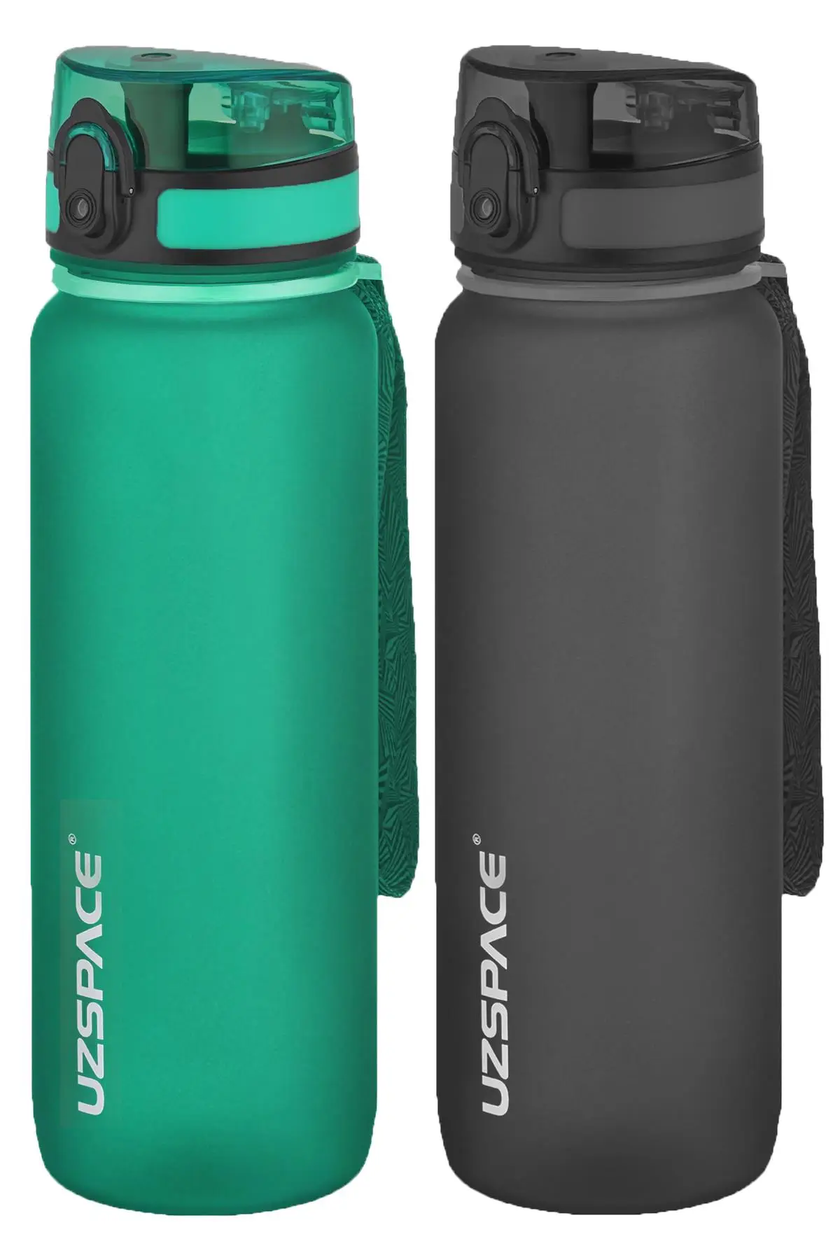 Uzspace 2'li Tritan Matara Seti 800 ml 14 Farklı Renk Seçeneği FiftyFifty - KoyuYeşil-Siyah