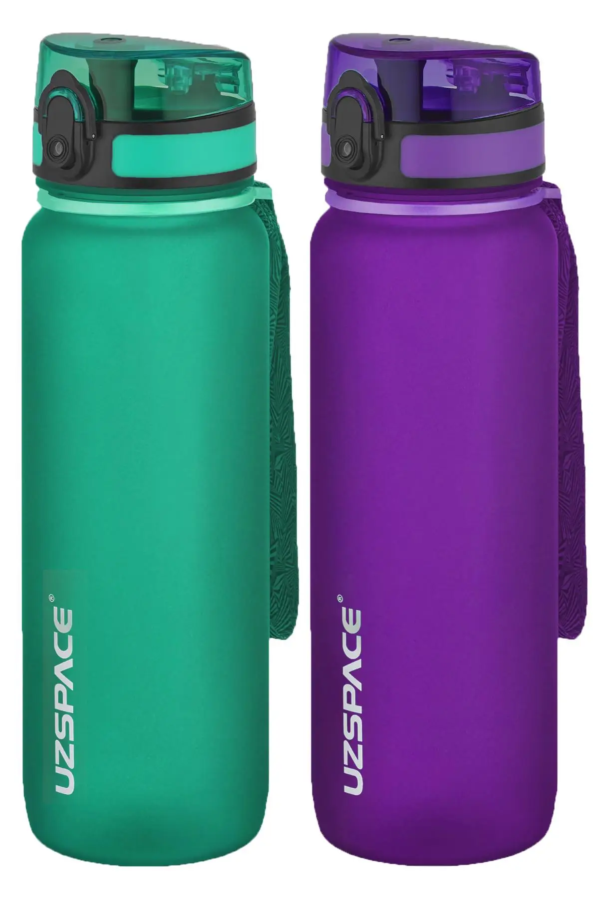 Uzspace 2'li Tritan Matara Seti 800 ml 14 Farklı Renk Seçeneği FiftyFifty - KoyuYeşil-Mor