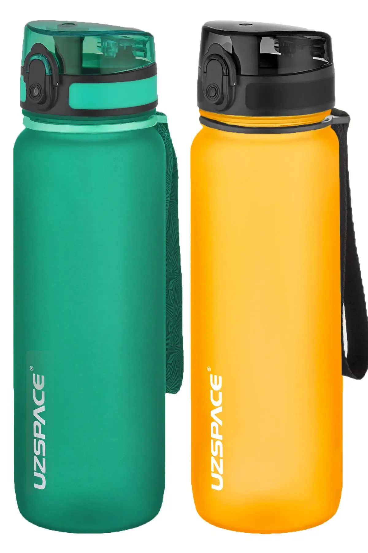 Uzspace 2'li Tritan Matara Seti 800 ml 14 Farklı Renk Seçeneği FiftyFifty - KoyuYeşil-Turuncu