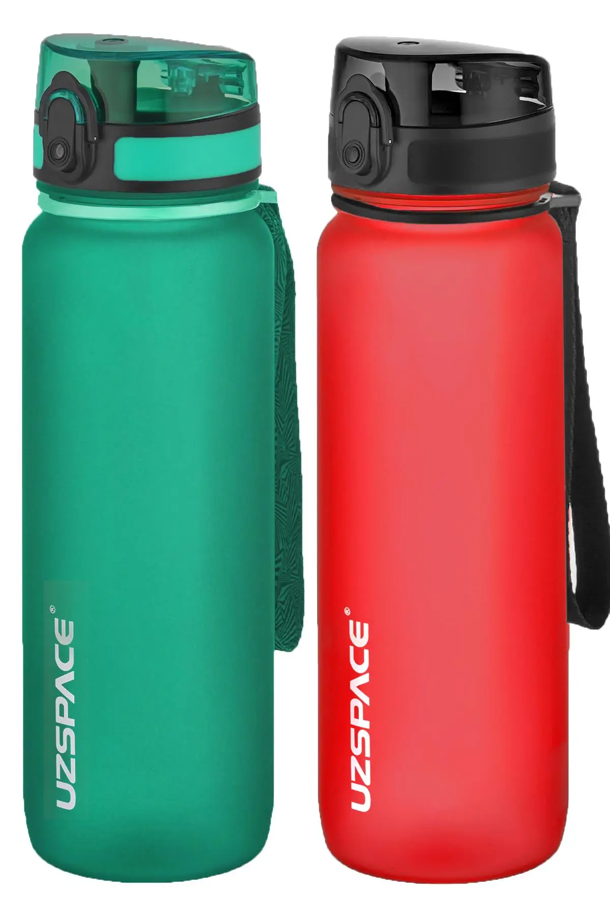 Uzspace 2'li Tritan Matara Seti 800 ml 14 Farklı Renk Seçeneği FiftyFifty - KoyuYeşil-FantasyRed