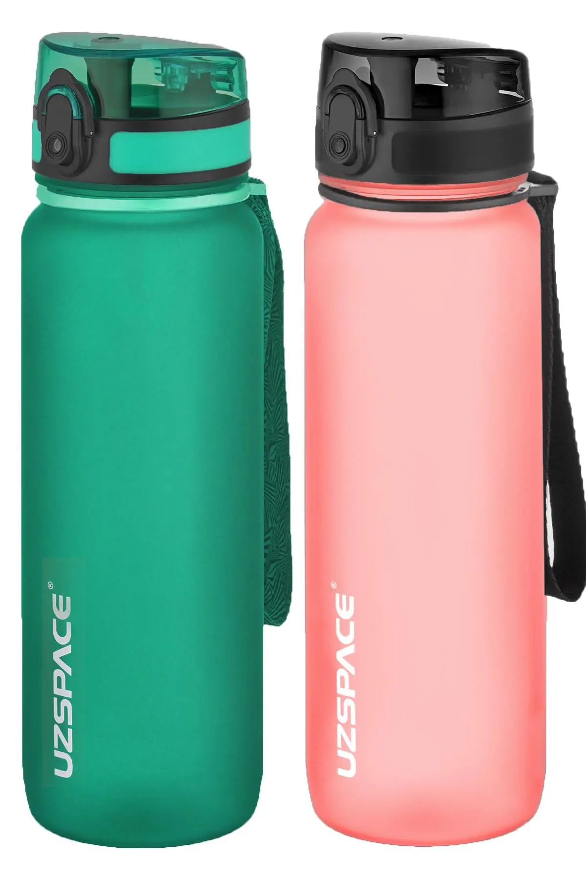 Uzspace 2'li Tritan Matara Seti 800 ml 14 Farklı Renk Seçeneği FiftyFifty - KoyuYeşil-Pudra