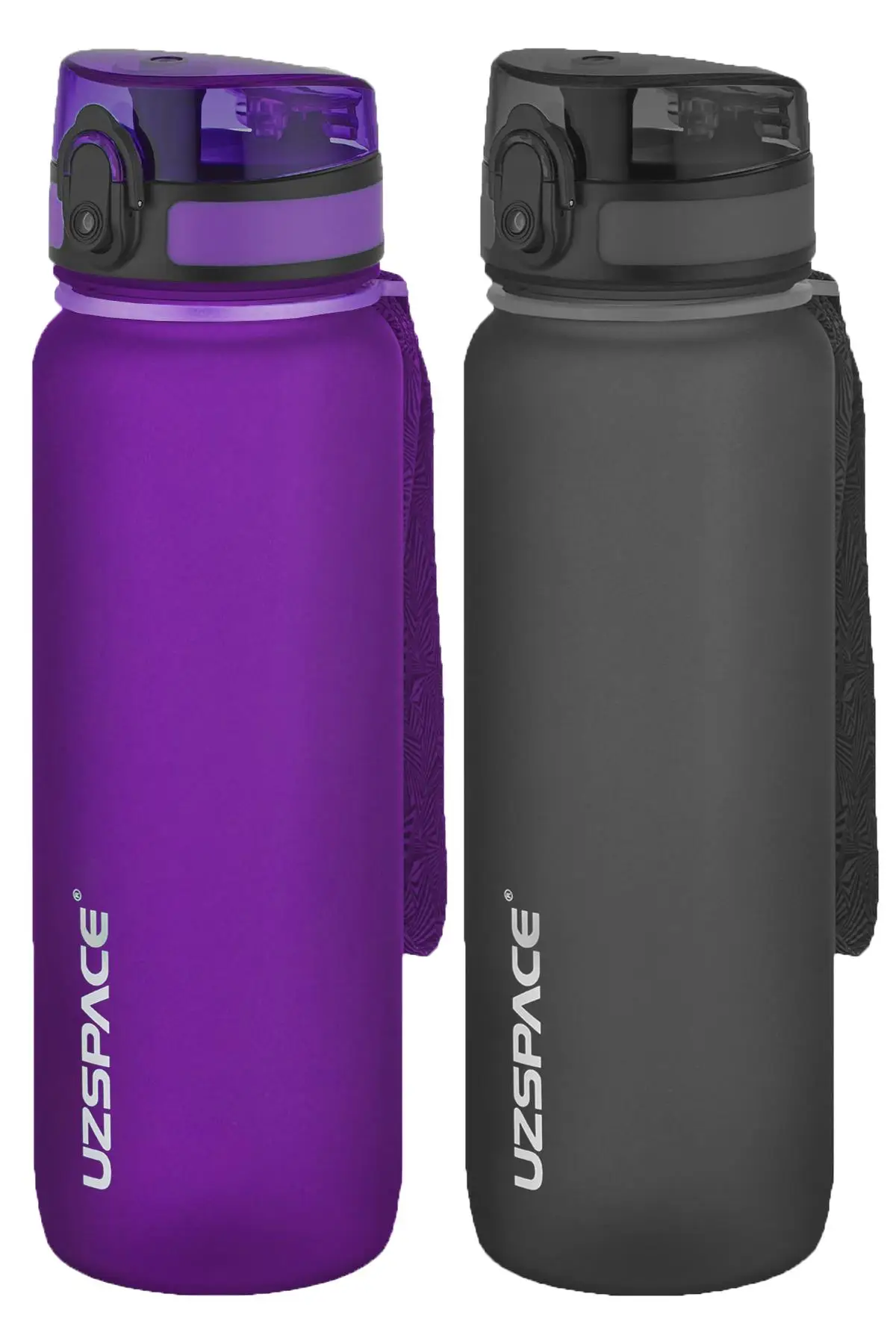 Uzspace 2'li Tritan Matara Seti 800 ml 14 Farklı Renk Seçeneği FiftyFifty - Siyah-Mor