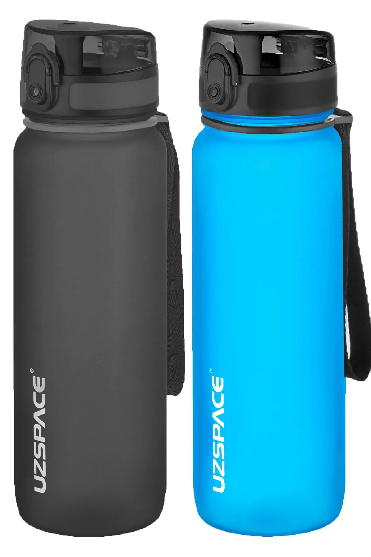 Uzspace 2'li Tritan Matara Seti 800 ml 14 Farklı Renk Seçeneği FiftyFifty - Siyah-Turkuaz