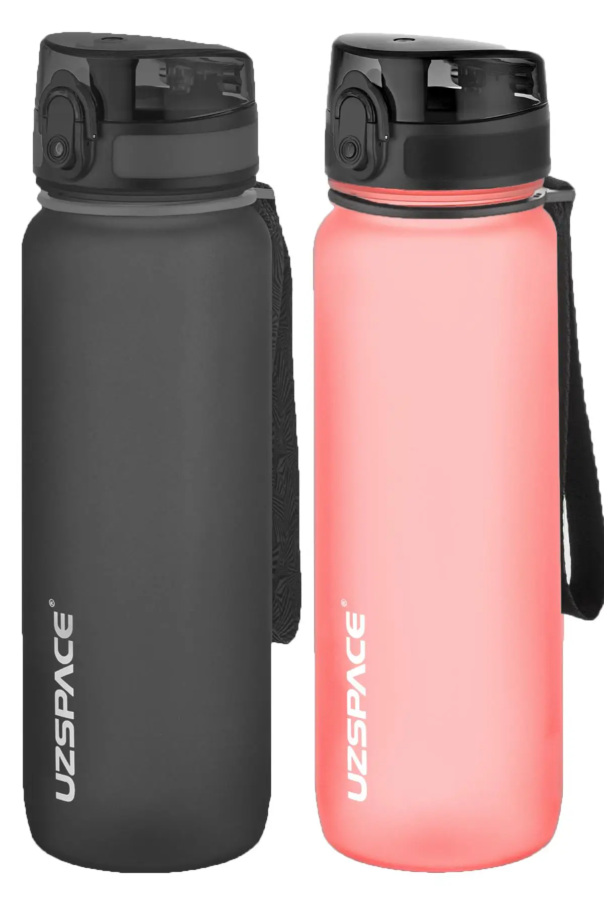 Uzspace 2'li Tritan Matara Seti 800 ml 14 Farklı Renk Seçeneği FiftyFifty - Siyah-Pudra