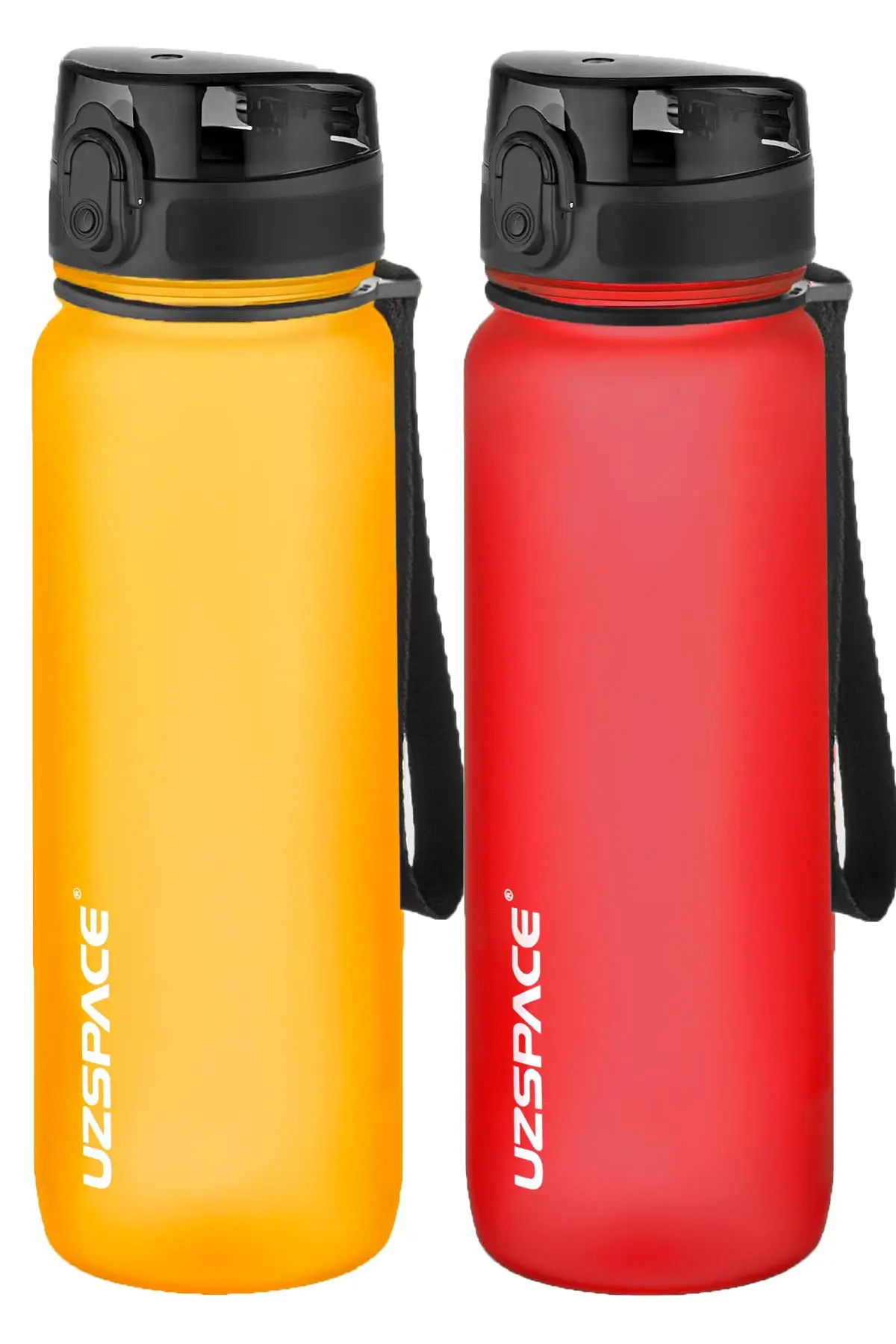 Uzspace 2'li Tritan Matara Seti 800 ml 14 Farklı Renk Seçeneği FiftyFifty - Turuncu-FantasyRed