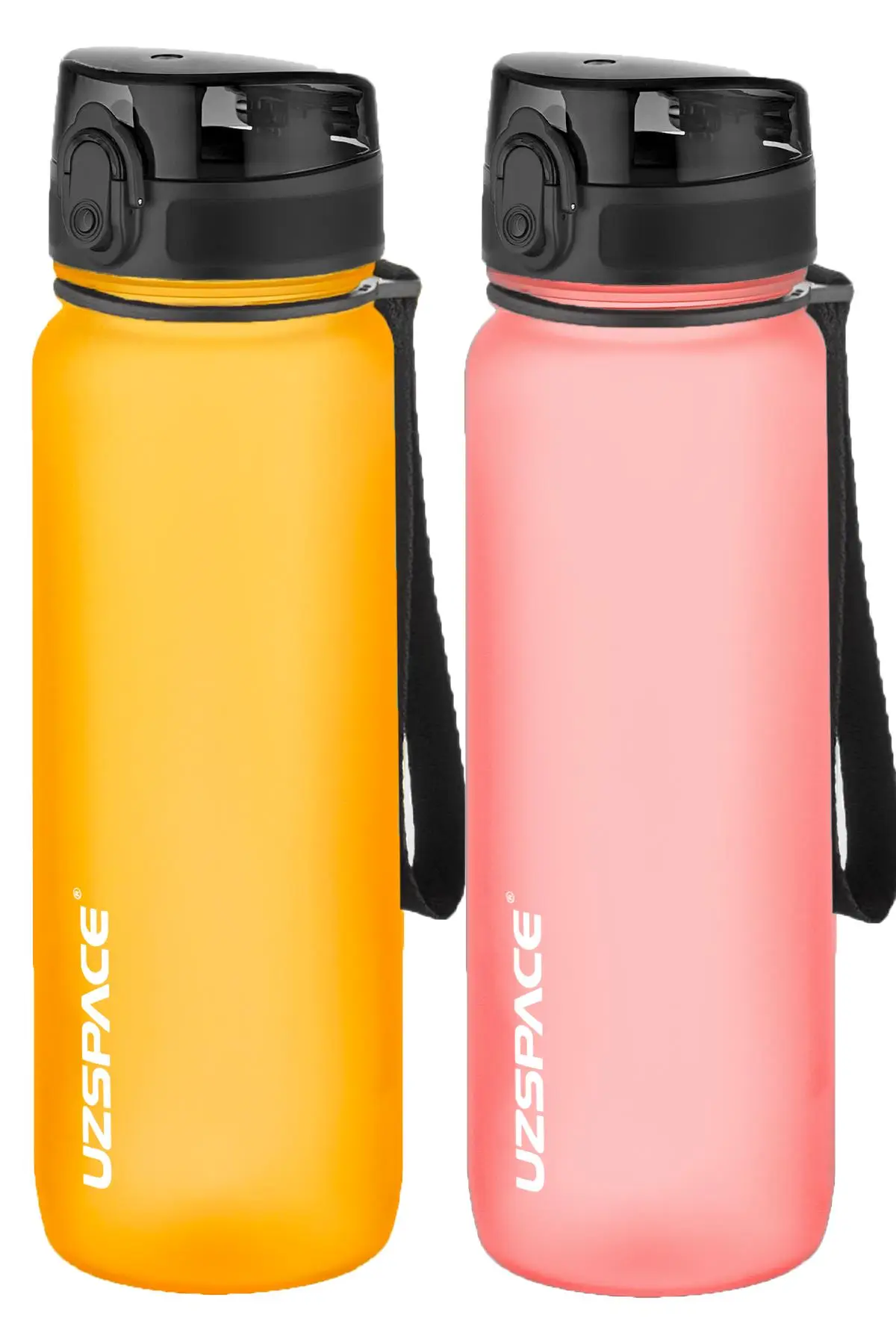 Uzspace 2'li Tritan Matara Seti 800 ml 14 Farklı Renk Seçeneği FiftyFifty - Turuncu-Pudra