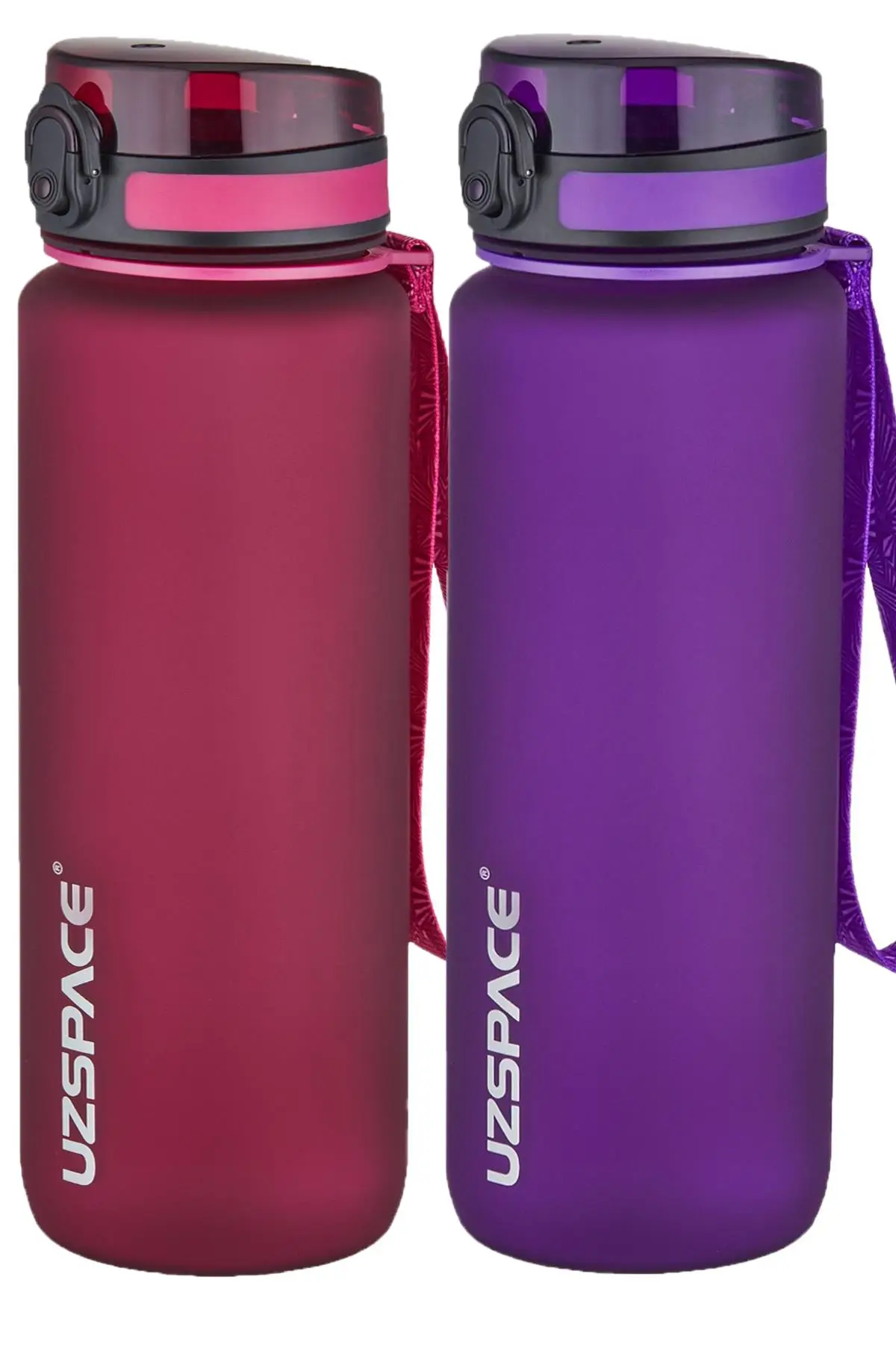 Uzspace 2'li Tritan Matara Seti 800 ml 14 Farklı Renk Seçeneği FiftyFifty - Kırmızı-Mor
