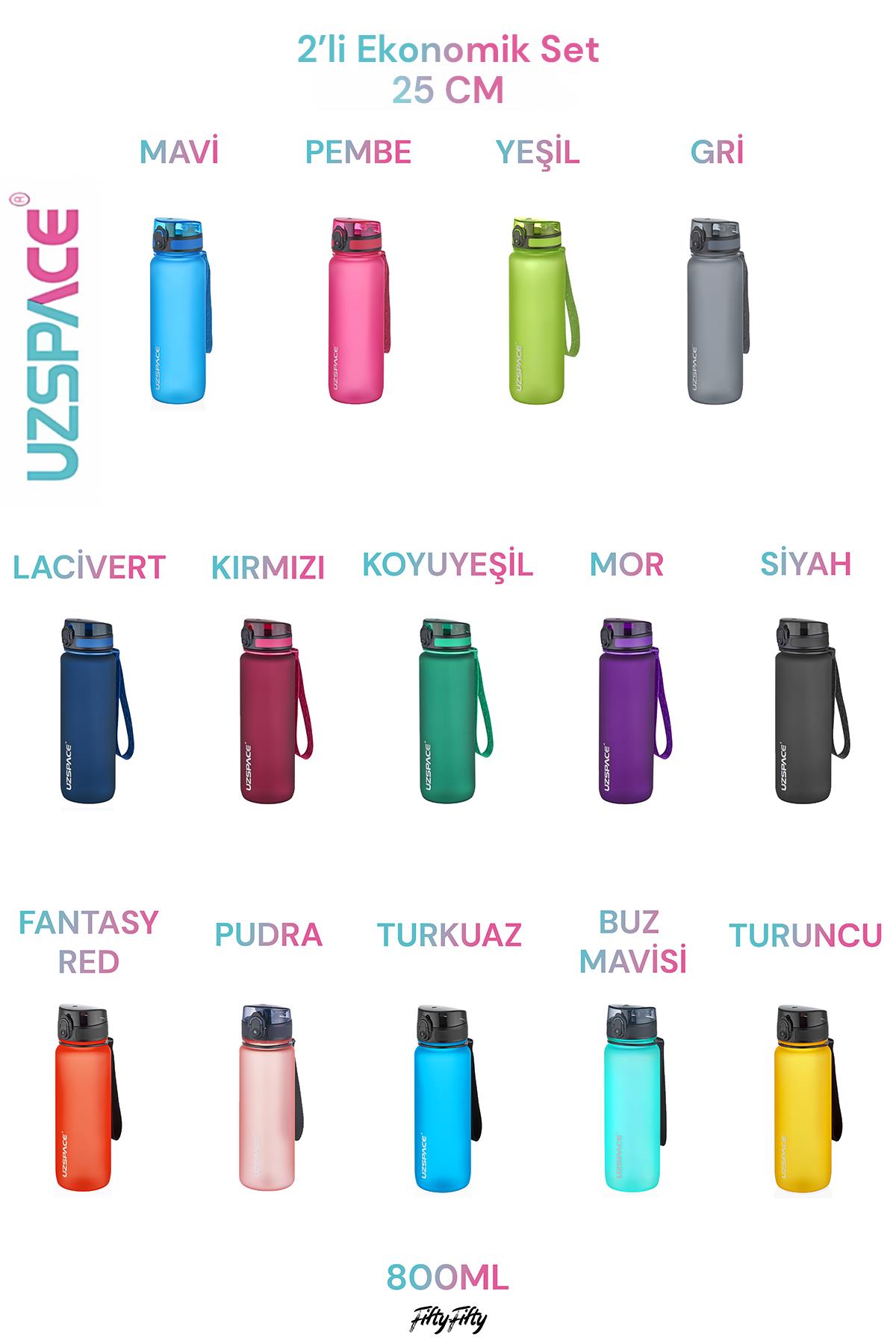 Uzspace 2`li Tritan Matara Seti 800 ml 14 Farklı Renk Seçeneği FiftyFifty