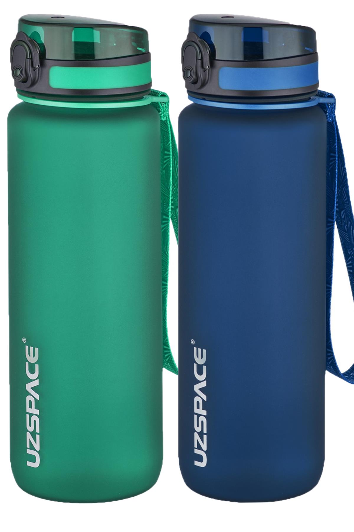 Uzspace 2'li Tritan Matara Seti 800 ml 14 Farklı Renk Seçeneği FiftyFifty - KoyuYeşil-Lacivert
