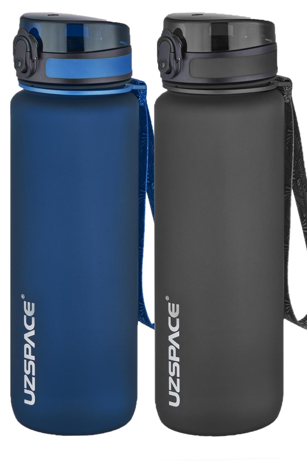 Uzspace 2'li Tritan Matara Seti 800 ml 14 Farklı Renk Seçeneği FiftyFifty - Lacivert-Siyah