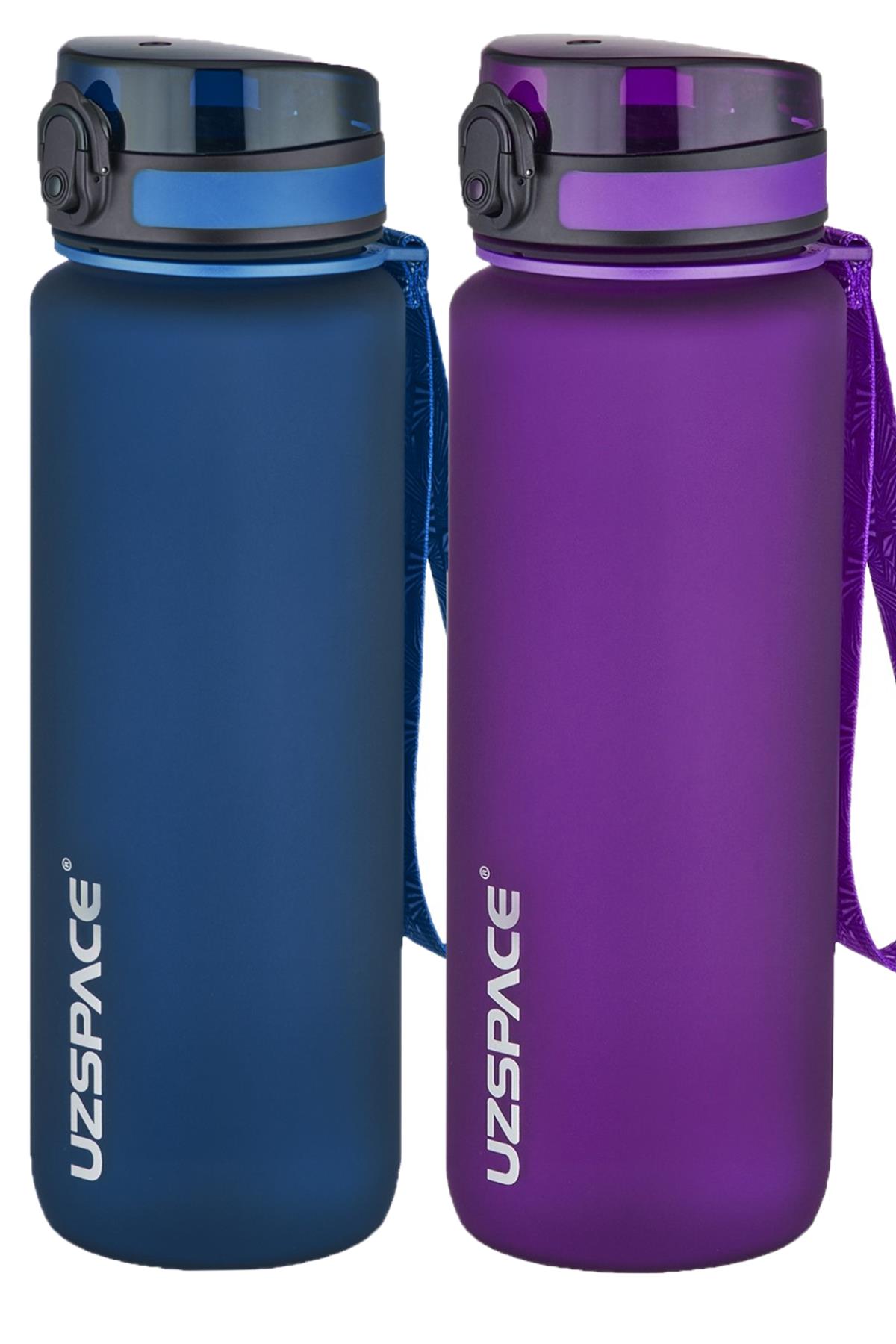 Uzspace 2'li Tritan Matara Seti 800 ml 14 Farklı Renk Seçeneği FiftyFifty - Lacivert-Mor