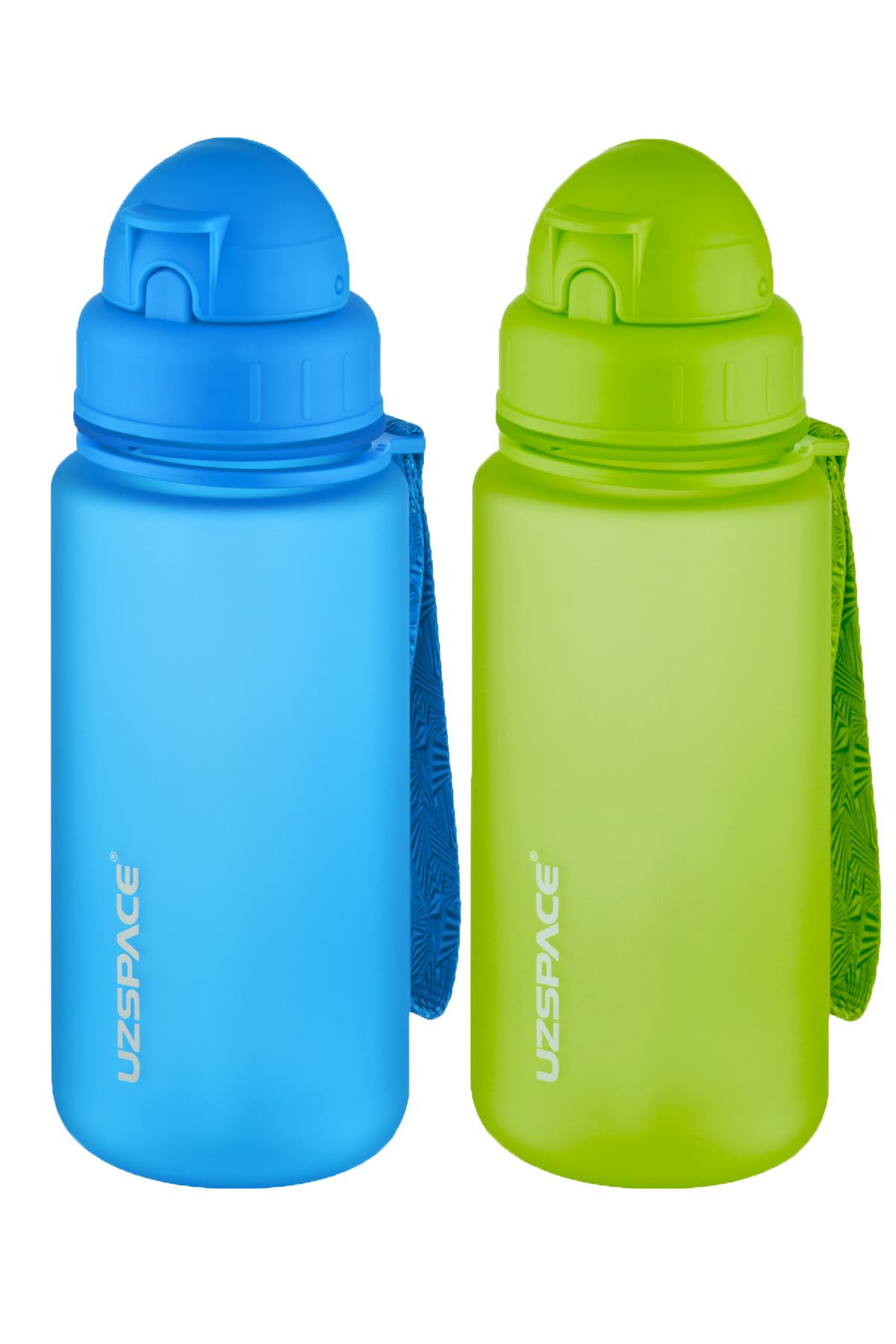 Uzspace 2'li Pipetli Tritan Matara Seti 400 ml FiftyFifty - Mavi-Yeşil