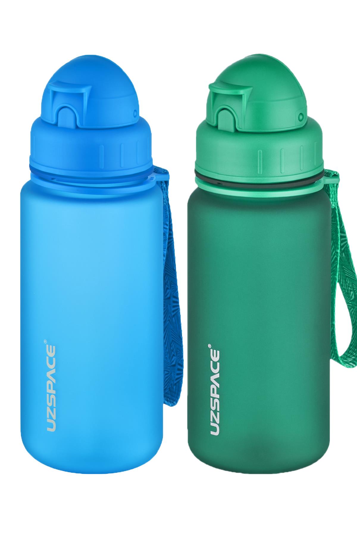 Uzspace 2'li Pipetli Tritan Matara Seti 400 ml FiftyFifty - Mavi-KoyuYeşil
