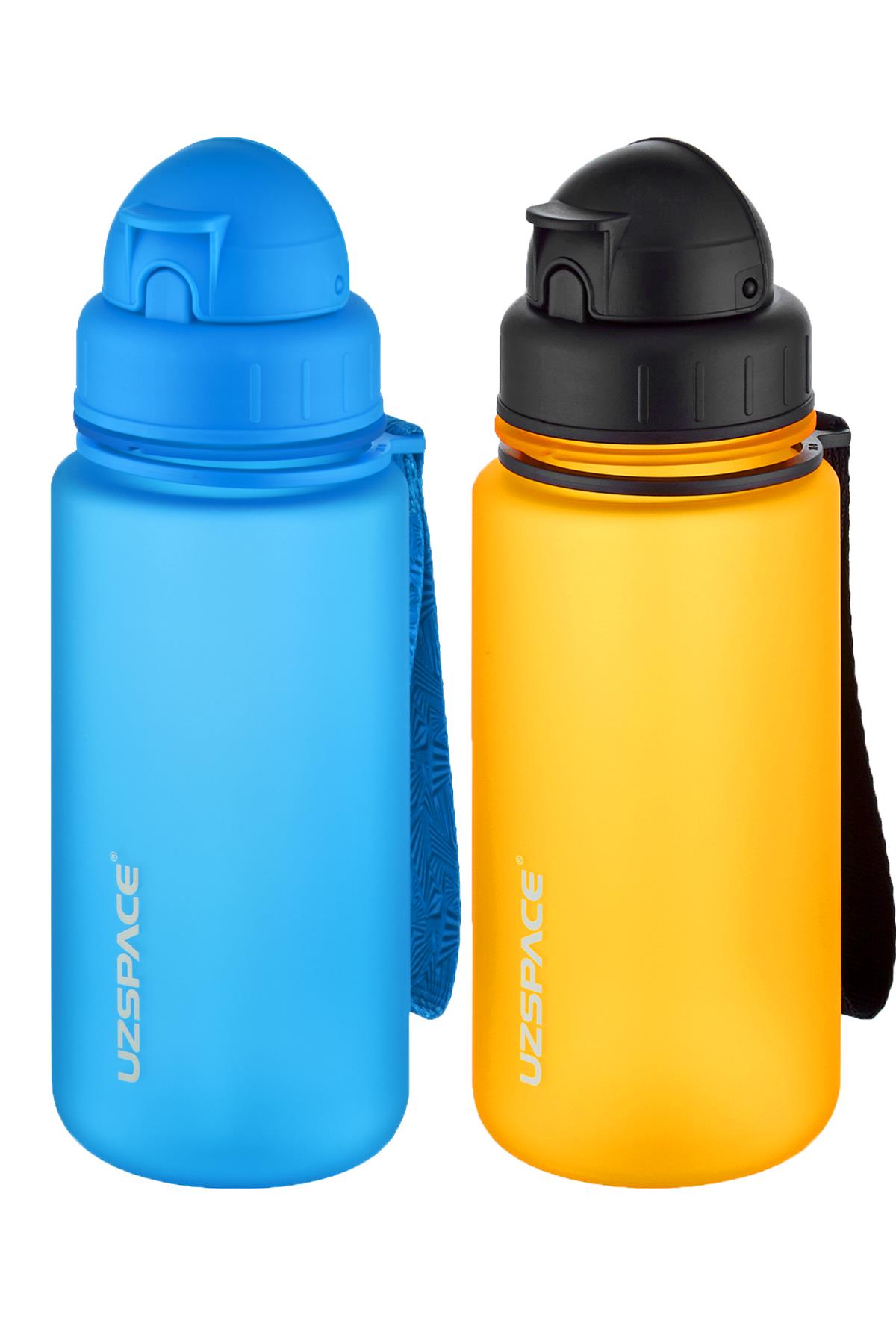 Uzspace 2'li Pipetli Tritan Matara Seti 400 ml FiftyFifty - Mavi-Turuncu