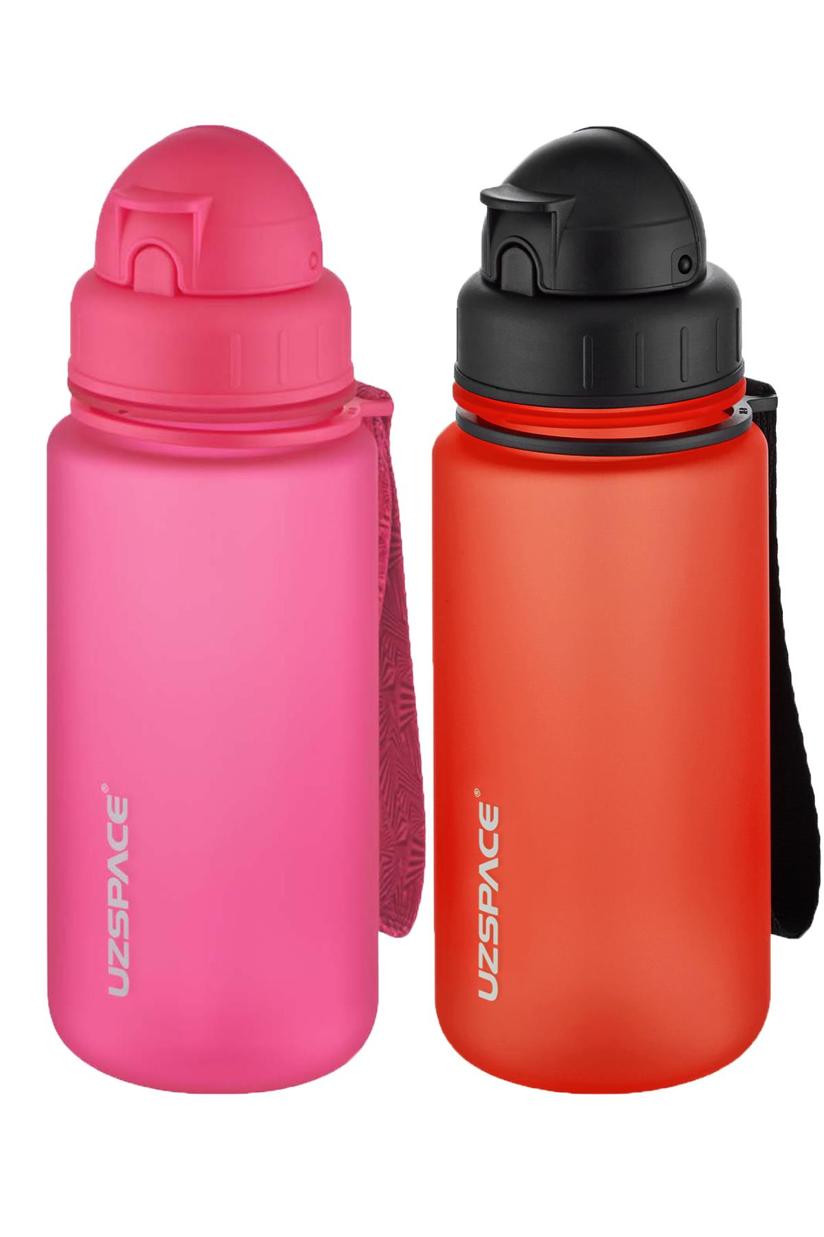 Uzspace 2'li Pipetli Tritan Matara Seti 400 ml FiftyFifty - Pembe-FantasyRed