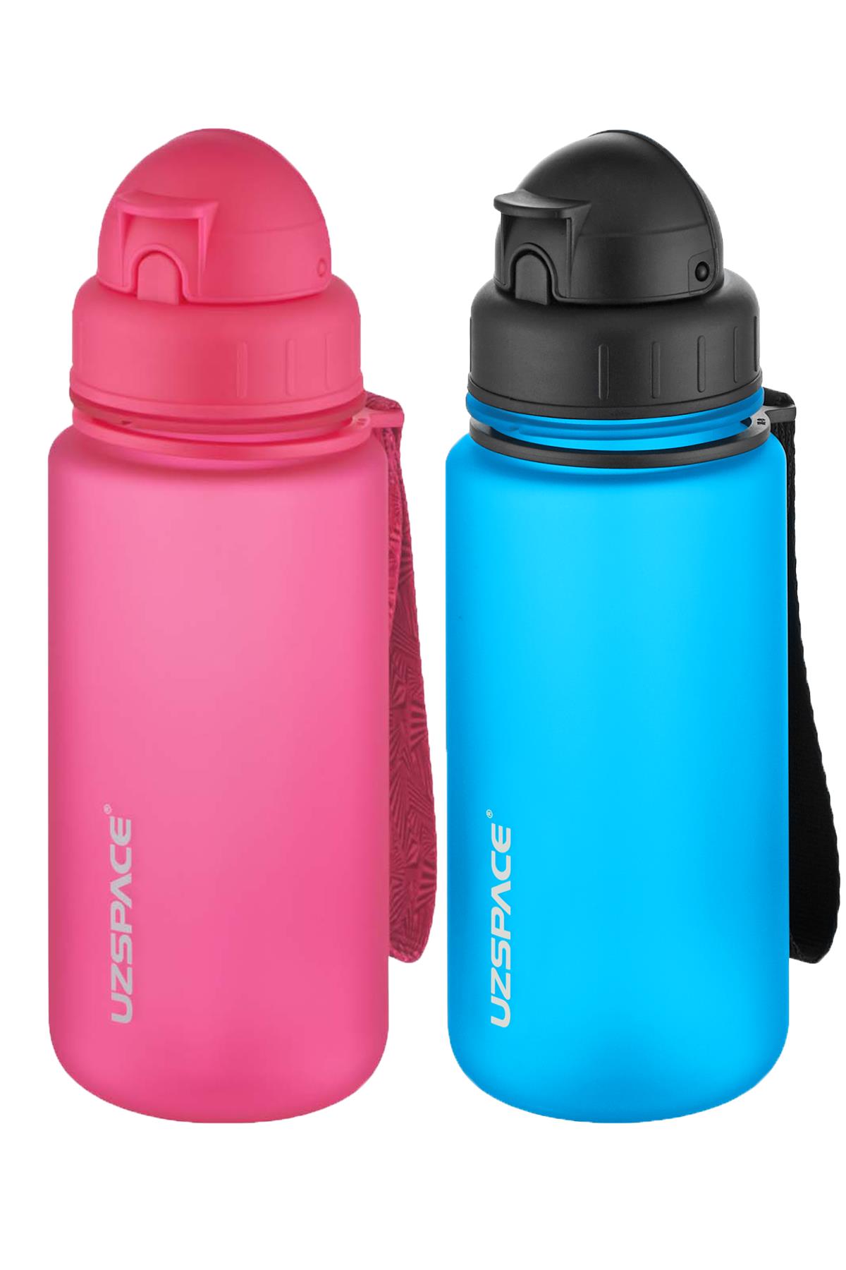 Uzspace 2'li Pipetli Tritan Matara Seti 400 ml FiftyFifty - Pembe-Turkuaz