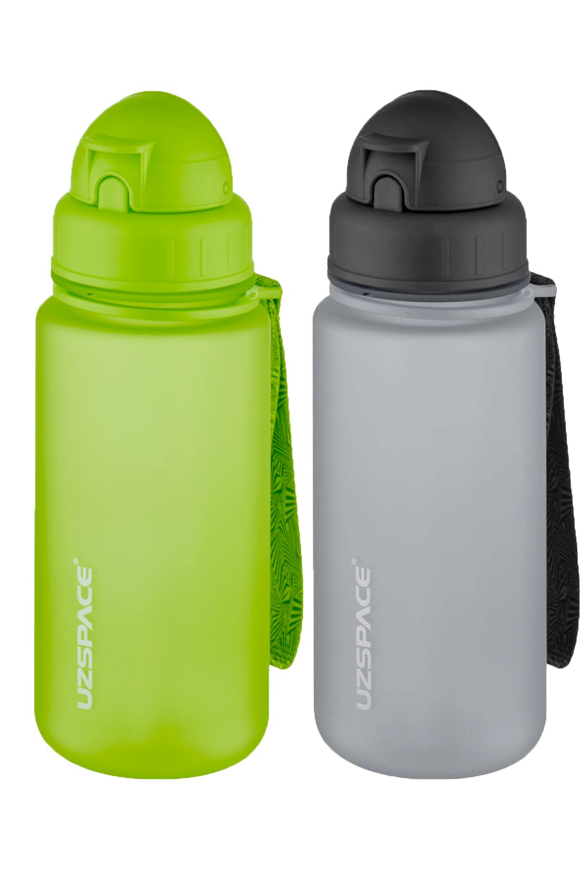 Uzspace 2'li Pipetli Tritan Matara Seti 400 ml FiftyFifty - Yeşil-Gri