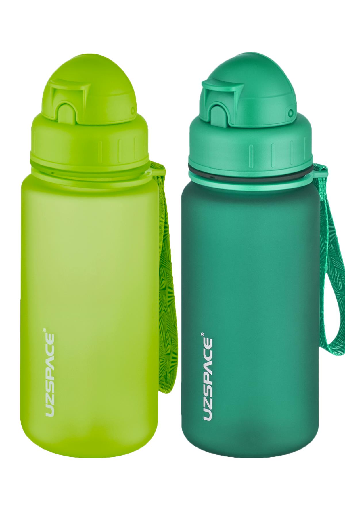 Uzspace 2'li Pipetli Tritan Matara Seti 400 ml FiftyFifty - Yeşil-KoyuYeşil