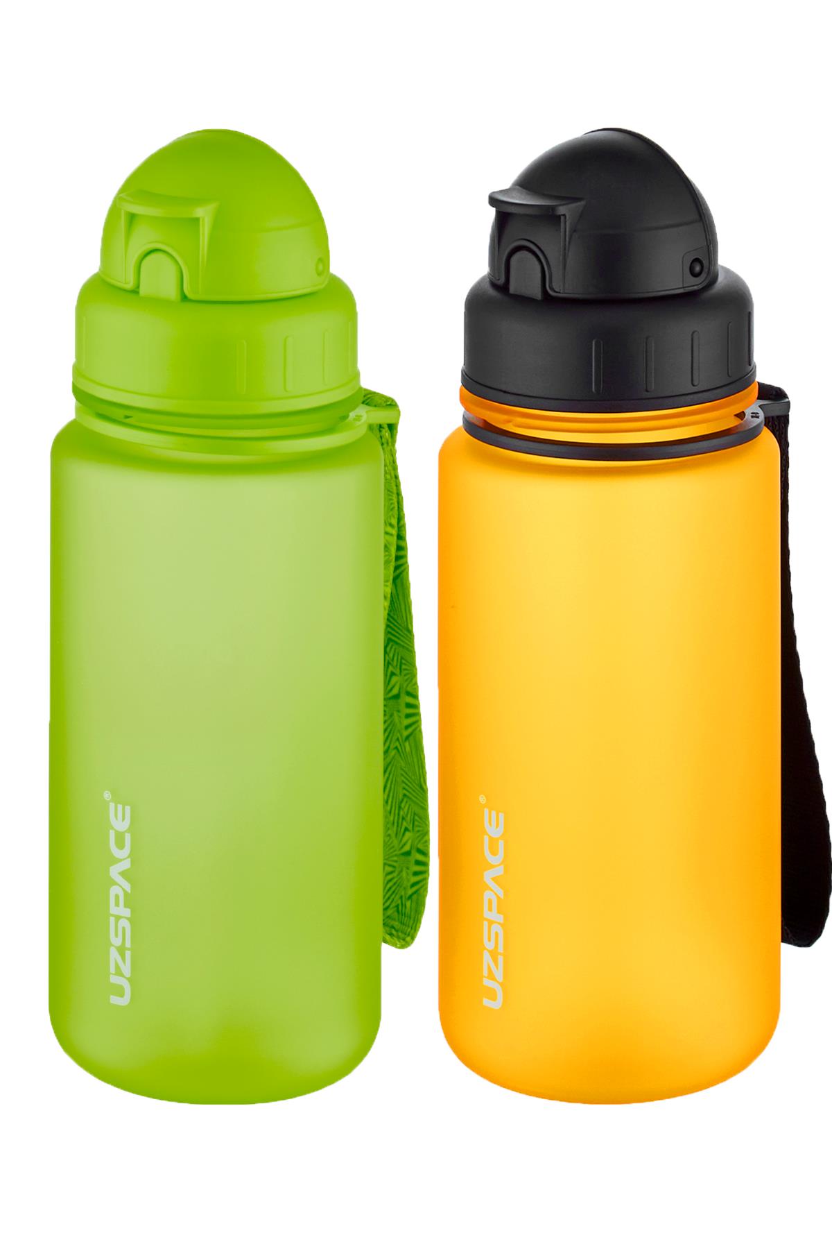 Uzspace 2'li Pipetli Tritan Matara Seti 400 ml FiftyFifty - Yeşil-Turuncu