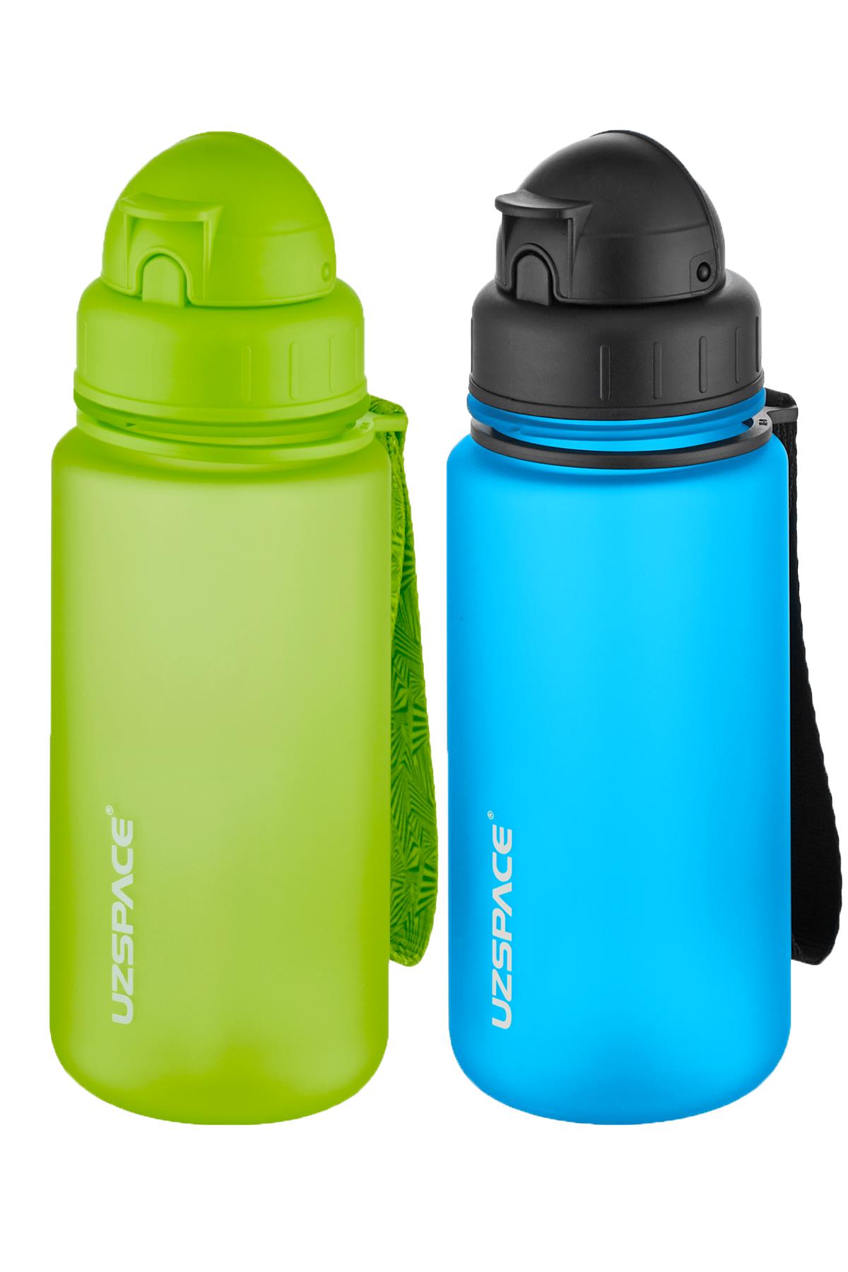 Uzspace 2'li Pipetli Tritan Matara Seti 400 ml FiftyFifty - Yeşil-Turkuaz
