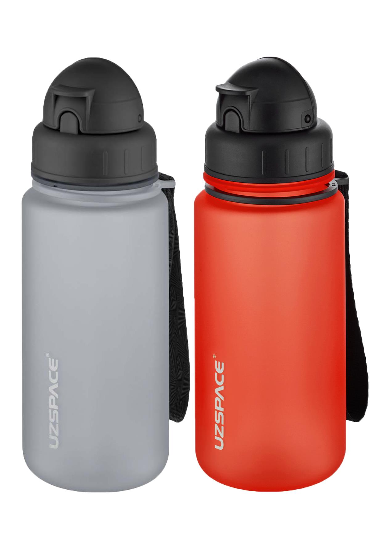 Uzspace 2'li Pipetli Tritan Matara Seti 400 ml FiftyFifty - Gri-FantasyRed