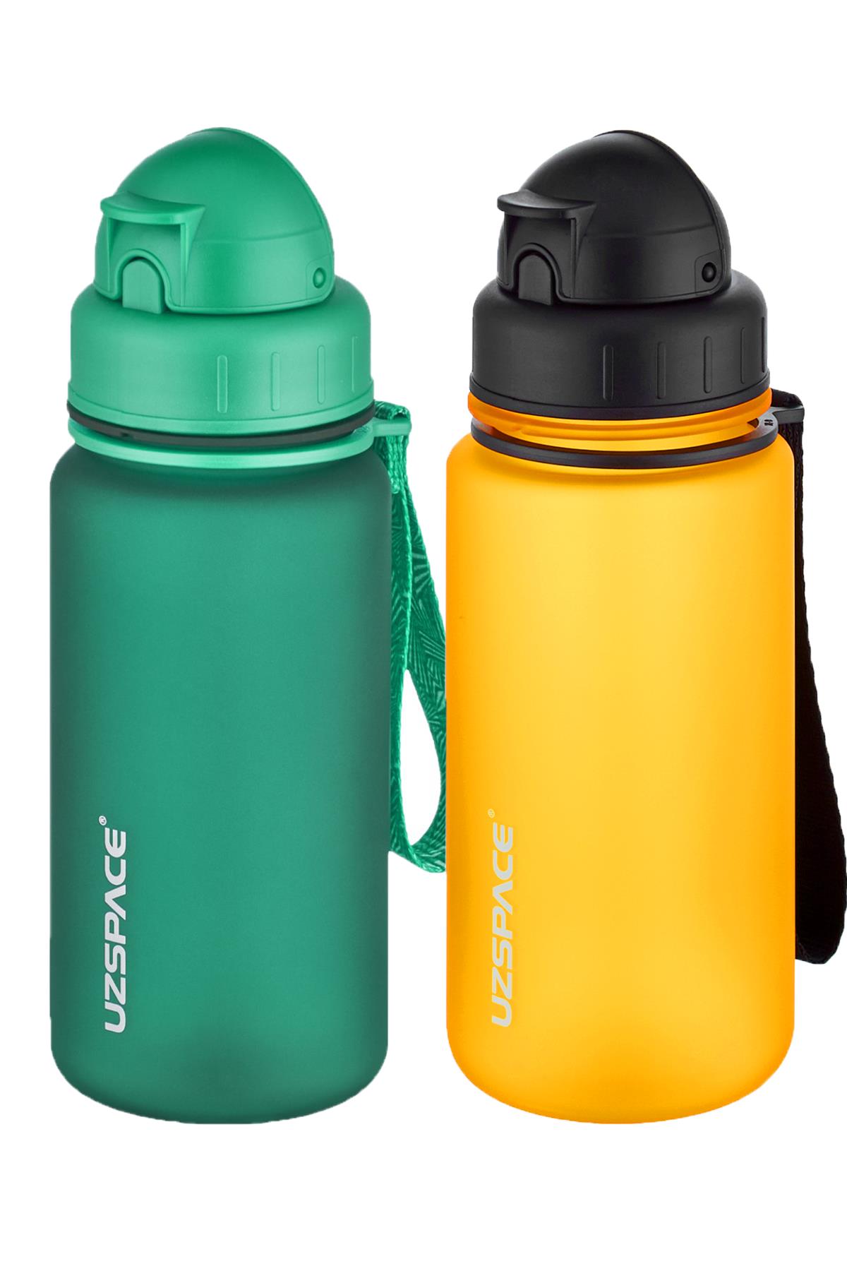 Uzspace 2'li Pipetli Tritan Matara Seti 400 ml FiftyFifty - KoyuYeşil-Turuncu