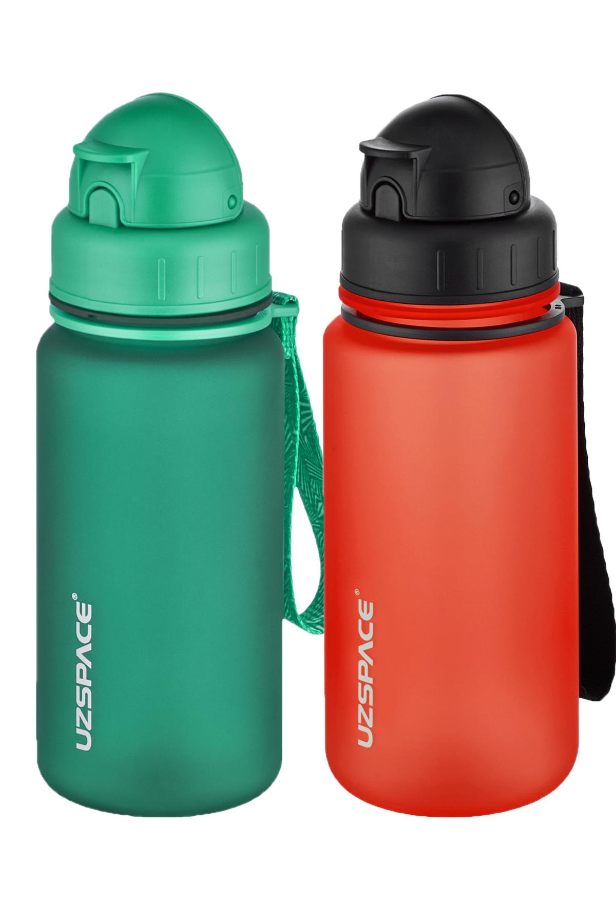 Uzspace 2'li Pipetli Tritan Matara Seti 400 ml FiftyFifty - KoyuYeşil-FantasyRed