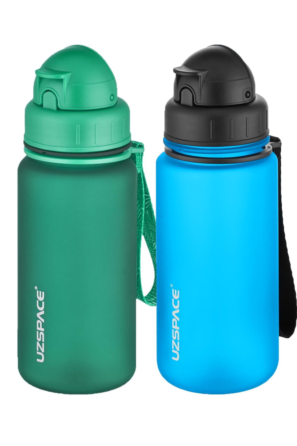 Uzspace 2'li Pipetli Tritan Matara Seti 400 ml FiftyFifty - KoyuYeşil-Turkuaz