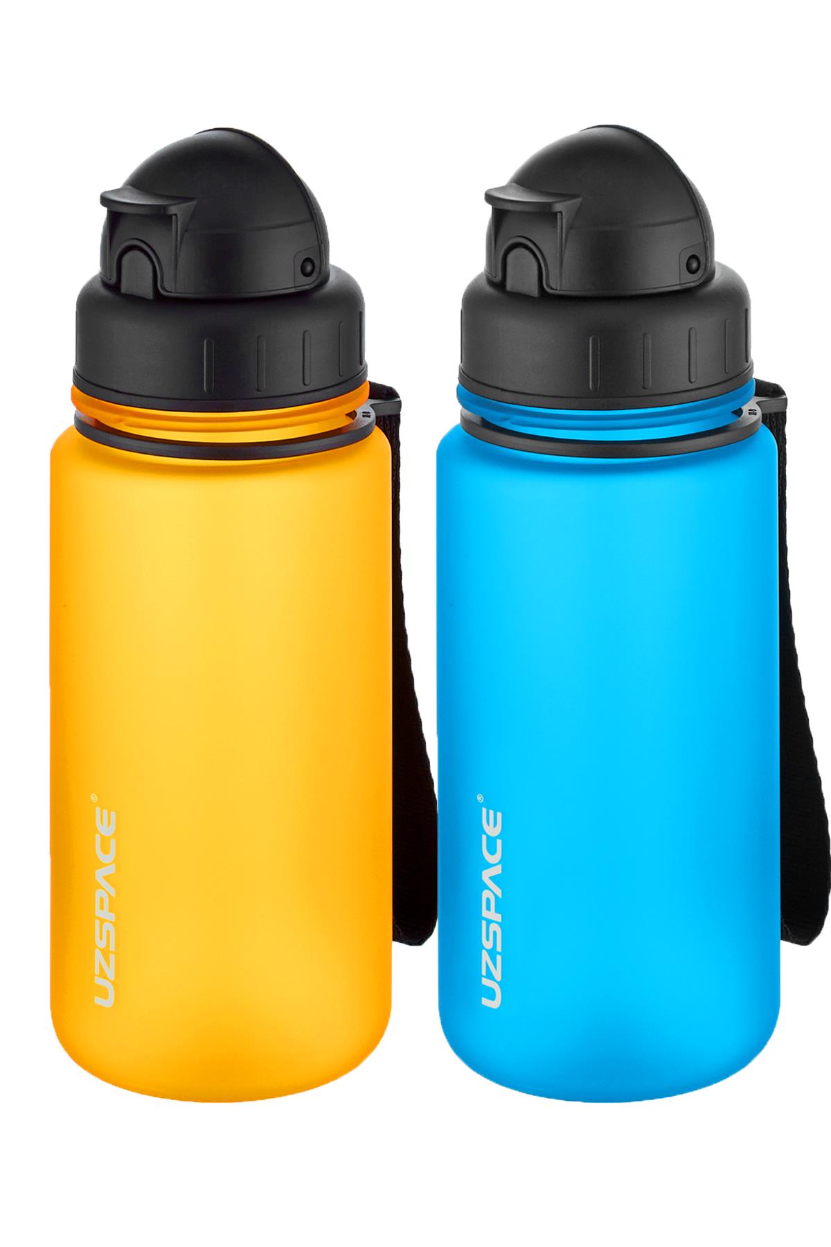 Uzspace 2'li Pipetli Tritan Matara Seti 400 ml FiftyFifty - Turuncu-Turkuaz