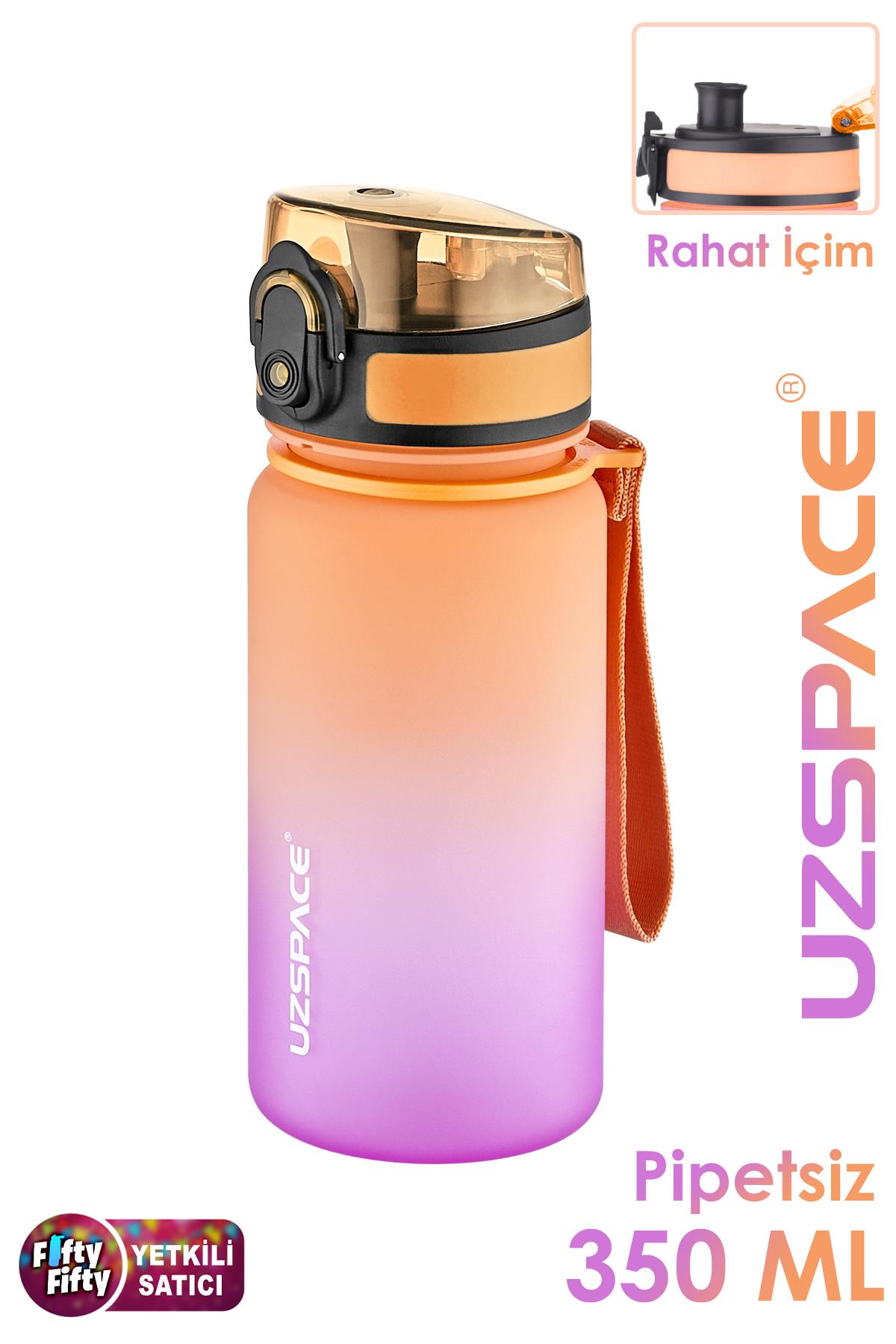 Uzspace 350 ML Pipetsiz Çift Renk Softtouch Tritan Çocuk Su Matarası -FFCOL350MLUZS