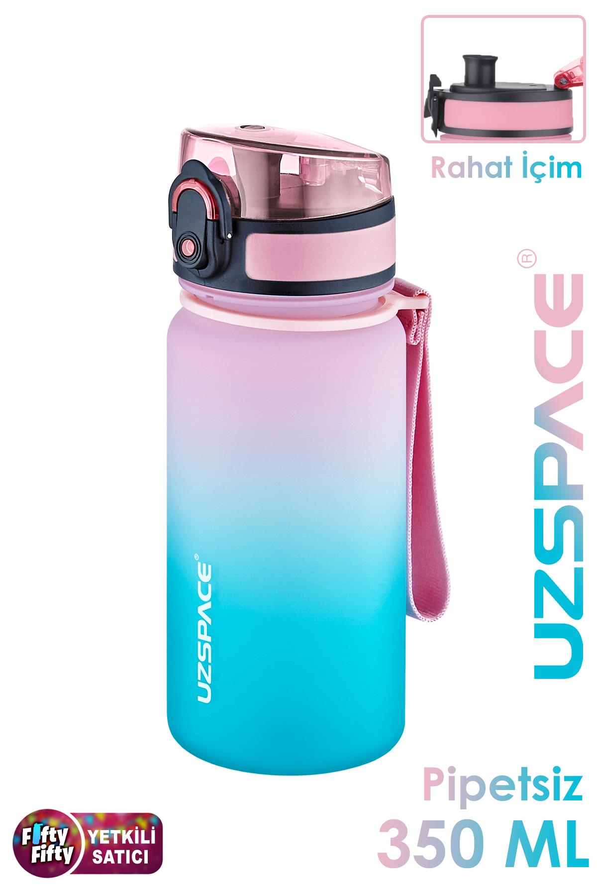 Uzspace 350 ML Pipetsiz Çift Renk Softtouch Tritan Çocuk Su Matarası -FFCOL350MLUZS
