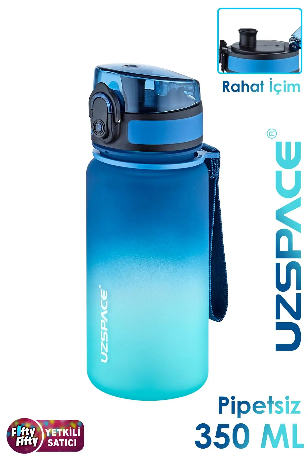 Uzspace 350 ML Pipetsiz Çift Renk Softtouch Tritan Çocuk Su Matarası -FFCOL350MLUZS