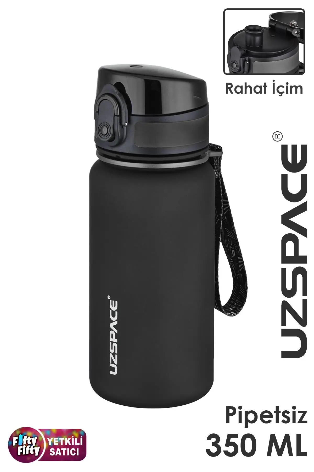 Uzspace 350 ML Pipetsiz Softtouch Tritan Çocuk Su Matarası -FF350MLUZS
