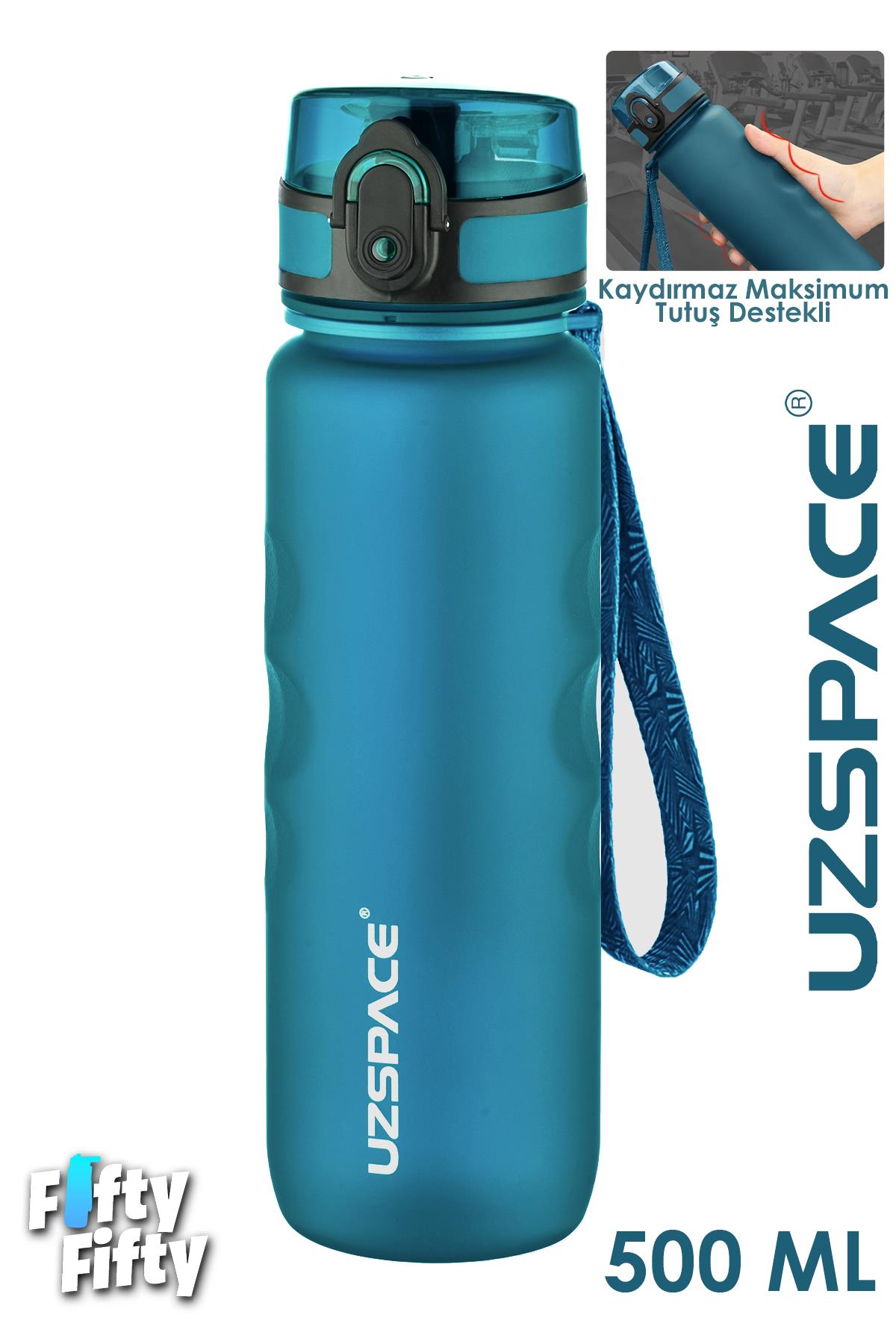 Uzspace 500 ML Kaydırmaz Maksimum Tutuş Destekli Tritan Su Matarası -FFUZ1215 - Turkuaz