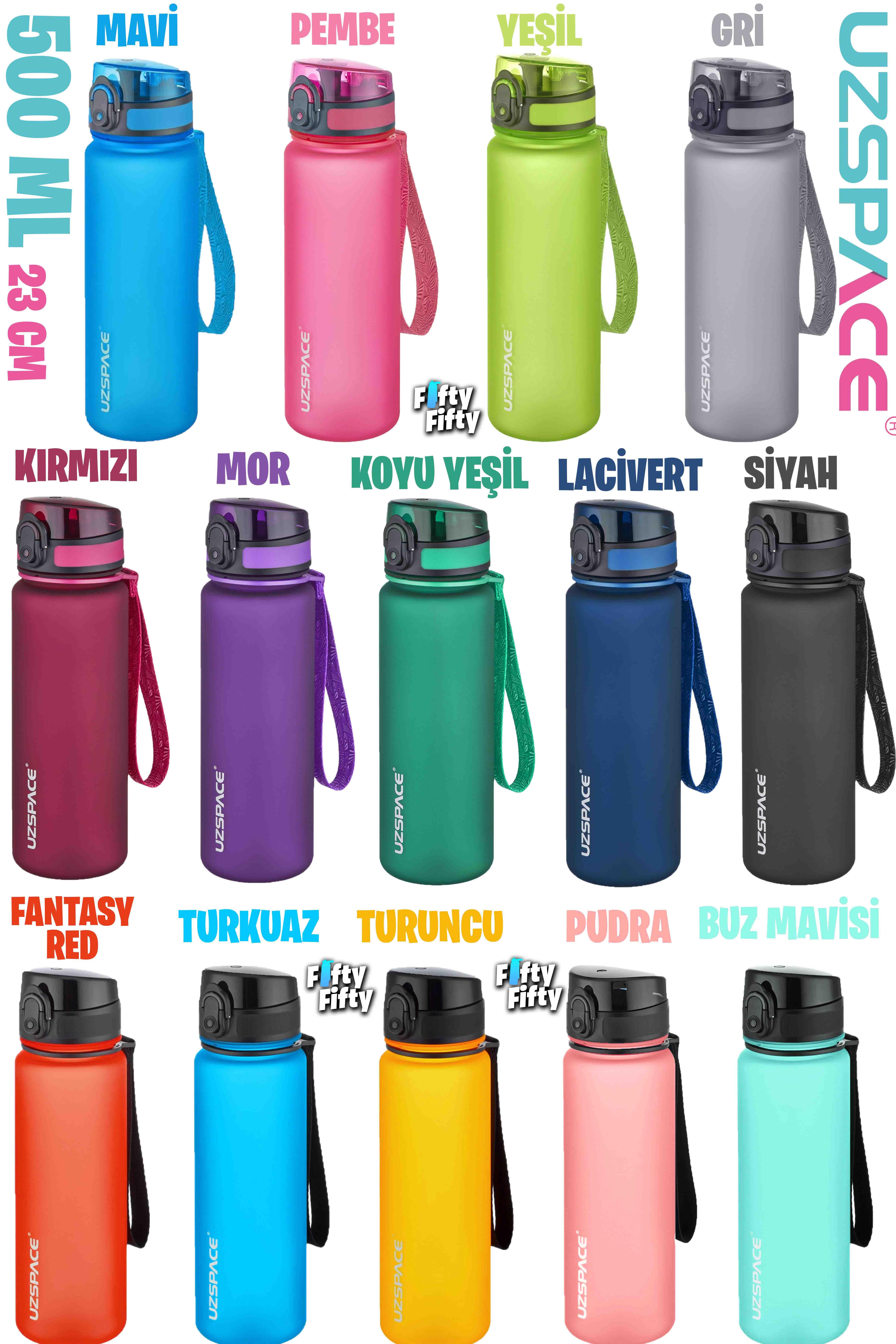 Uzspace 500 ml Tritan Su Matarası 13 farklı Renk Softtouch 