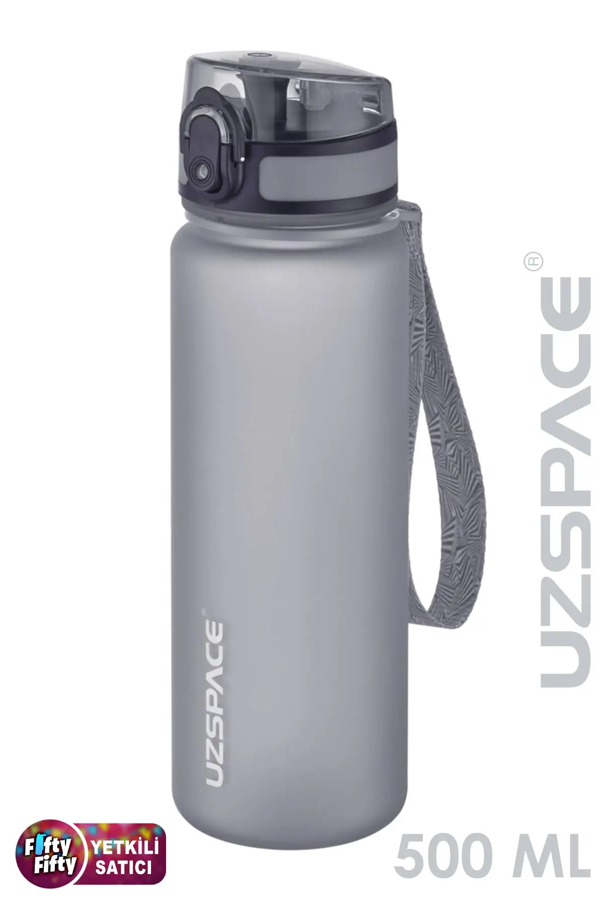 Uzspace 500 ml Tritan Su Matarası 13 farklı Renk Softtouch - Gri