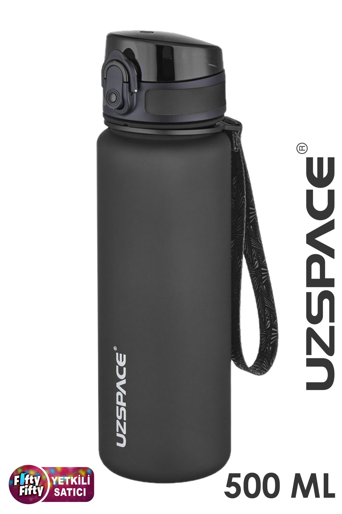 Uzspace 500 ml Tritan Su Matarası 13 farklı Renk Softtouch - Siyah